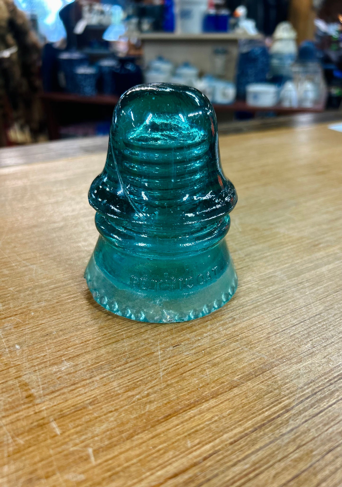 Antique 1893 Petticoat Blue Glass Insulator