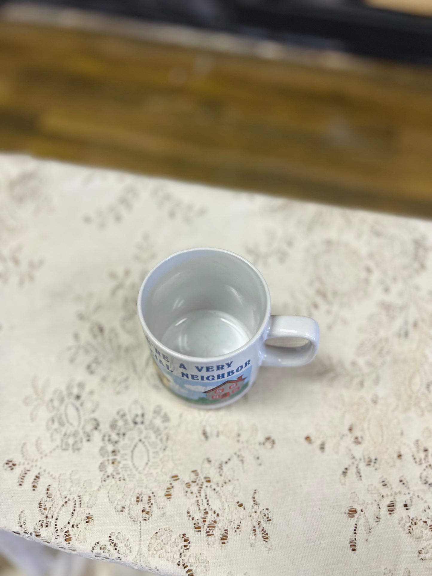 Vintage 1980s Nolvelty White Ceramic Coffee "You're A Very Special Neighbor" Mug