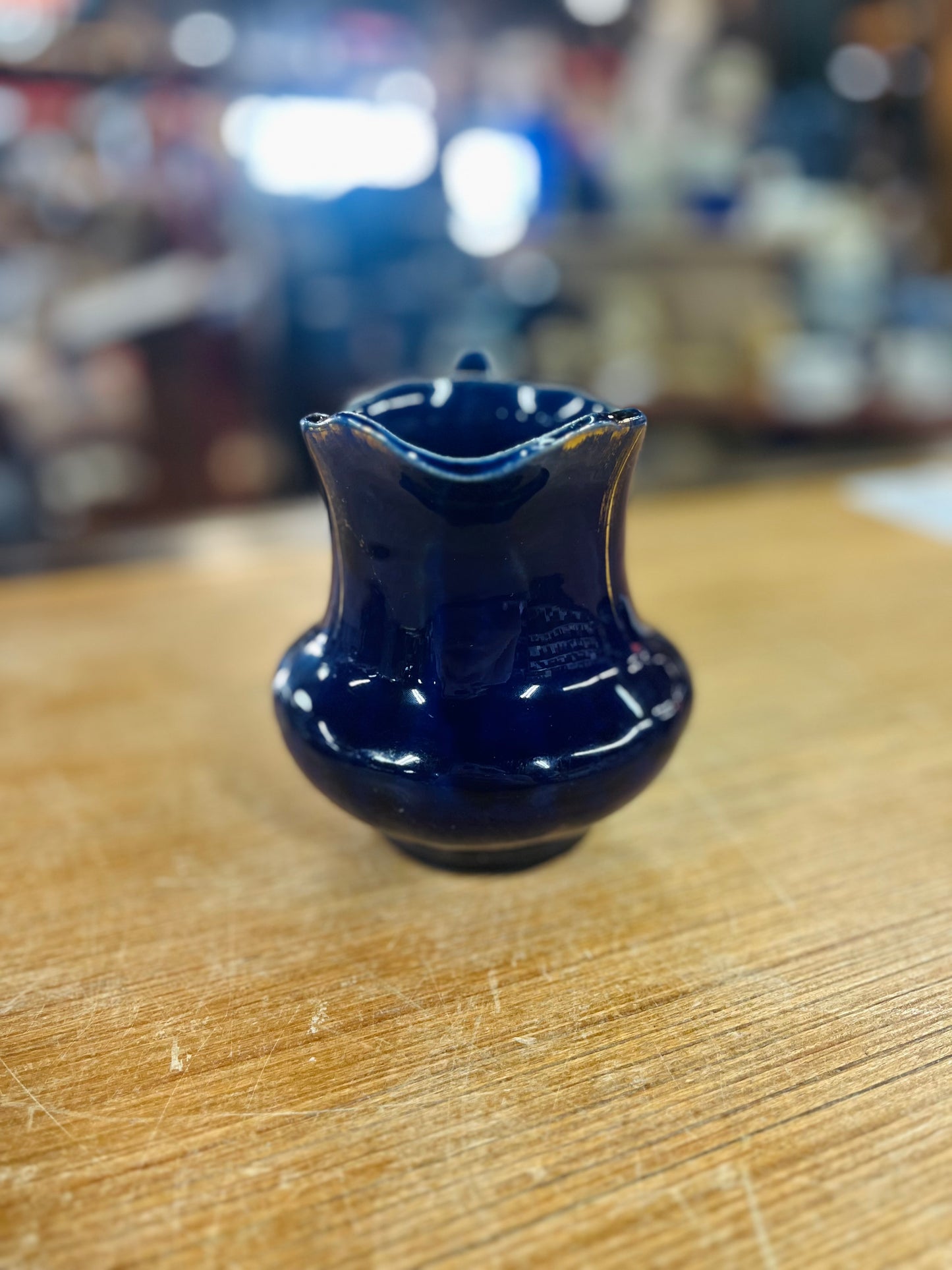 Vintage Blue Ceramic Mini Pitcher