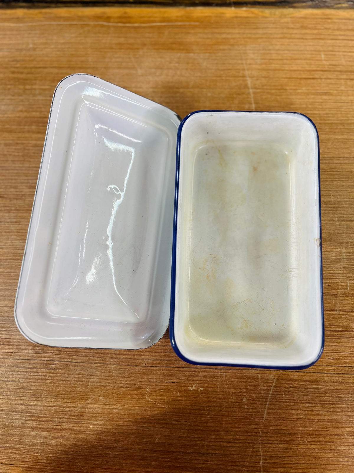 Vintage White Enalmeled Metal Refrigerator Pan