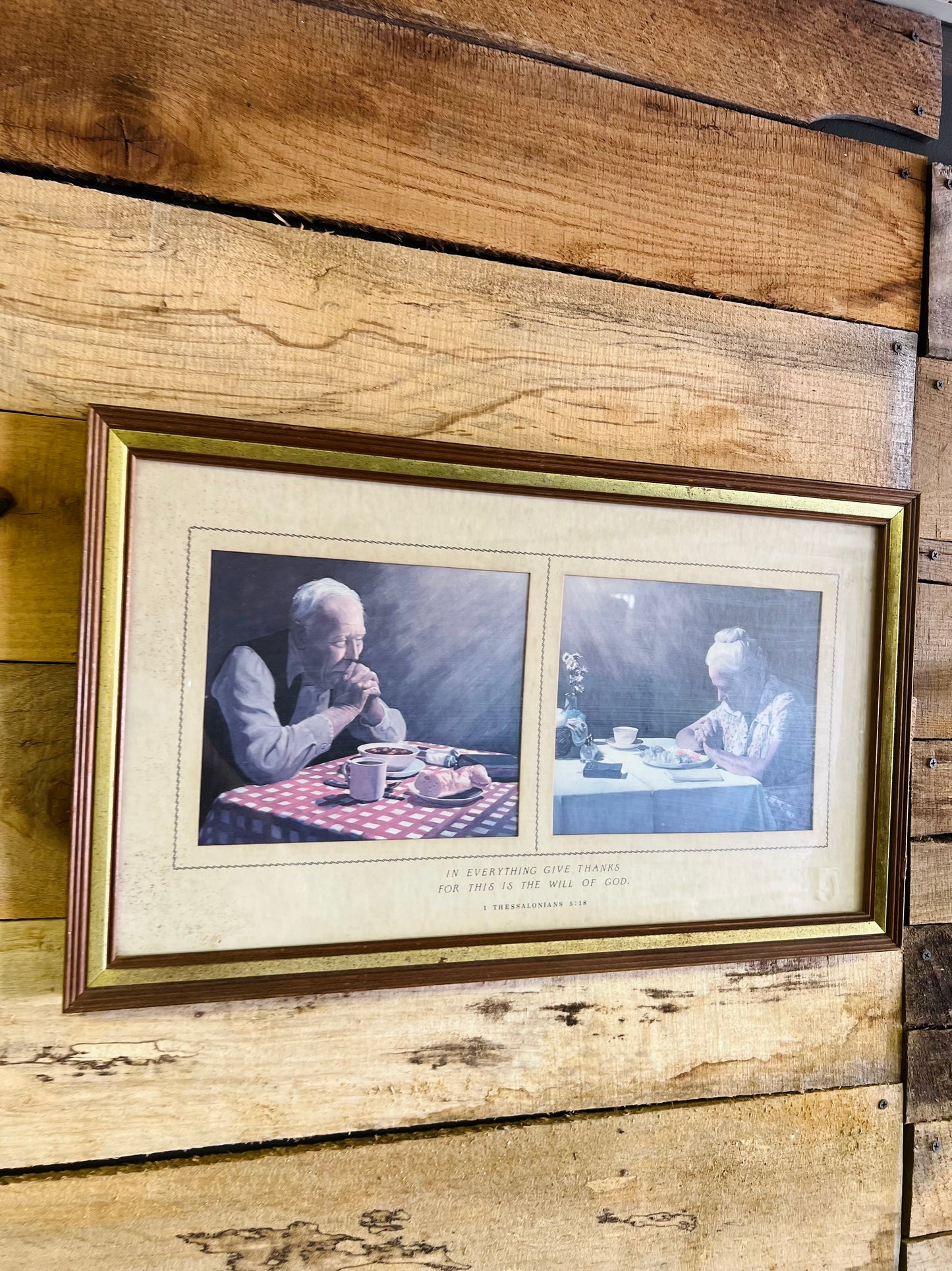 Vintage "Saying Grace Double Portrait Design Framed Print