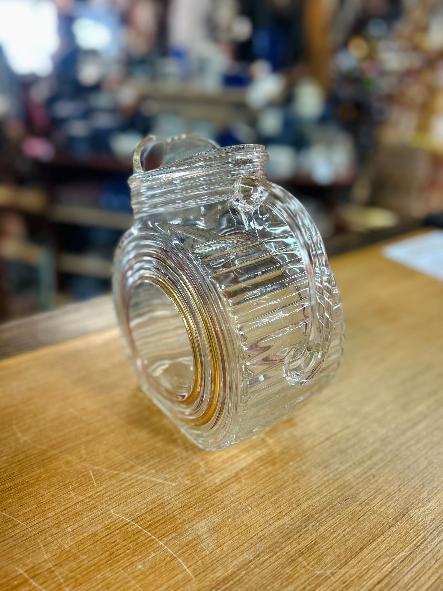 Very Old Refridgerator Bottle Pitcher with Gold Inlay