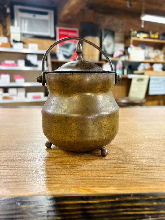 Vintage Solid Brass Rare Grease Pot