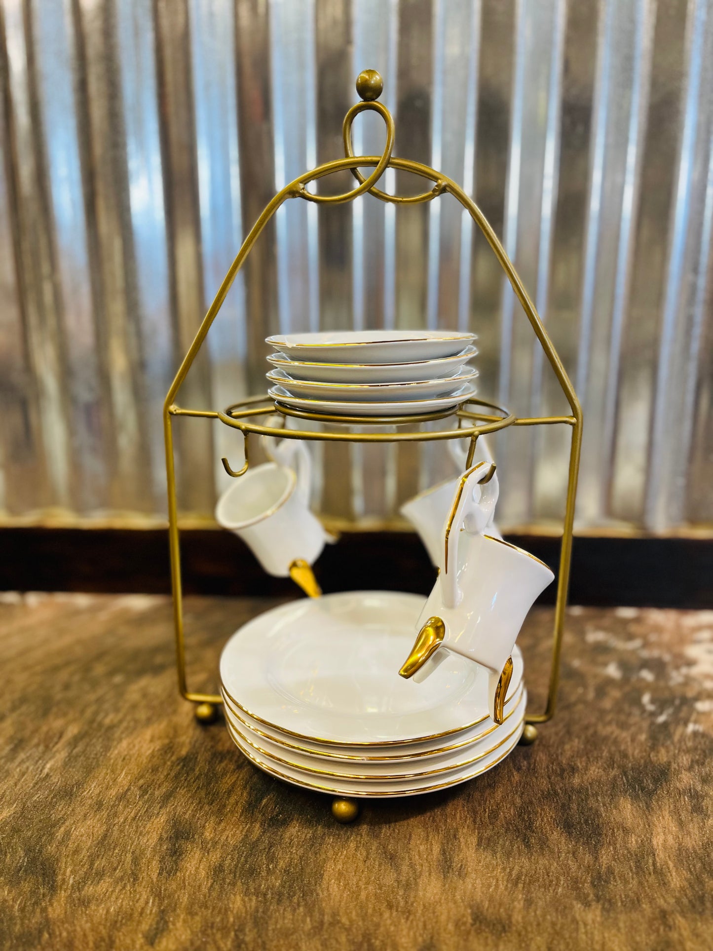 Vintage Living Quarters Stoneware Demitasse Set