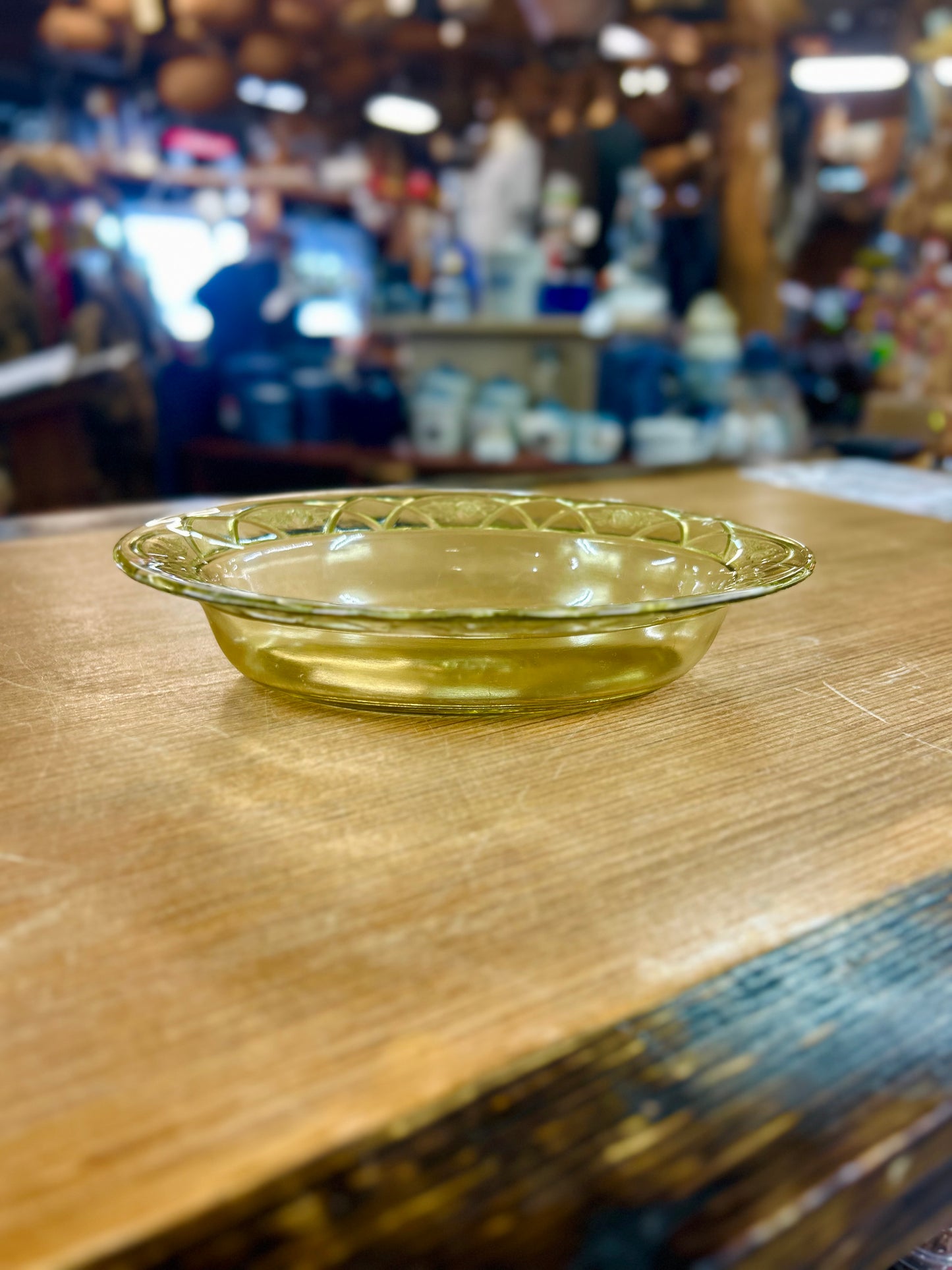 Vintage Open France Rose Carnival Glass Yellow Bowl