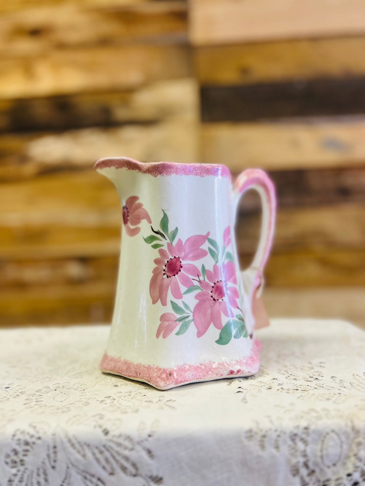 Vintage Cash Family Pottery Hand Painted Floral Pitcher