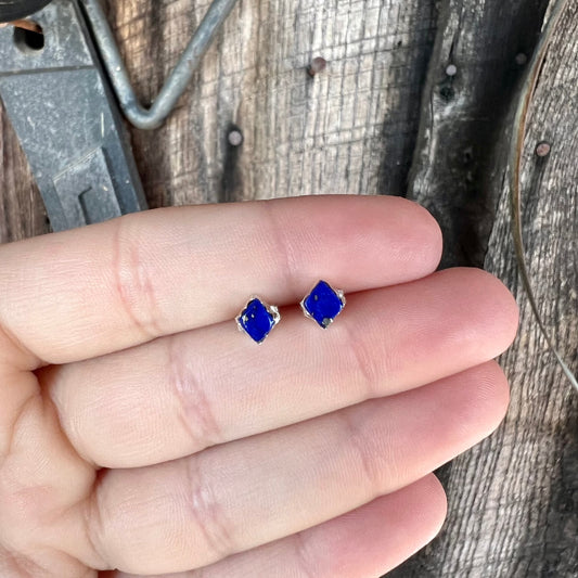 Sterling Silver Lapis Mini Studs