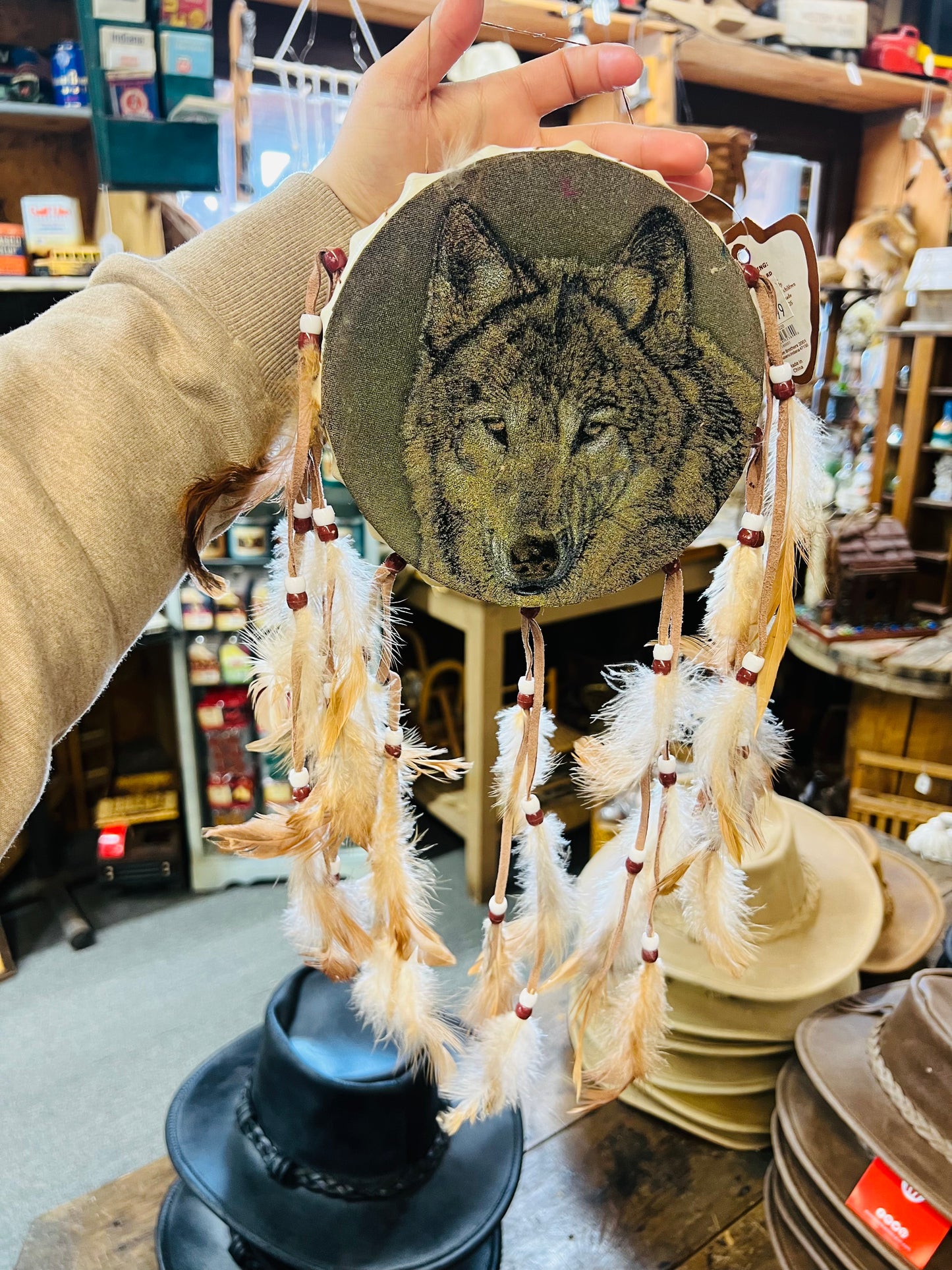 Wolf Head Drum Dream Catcher