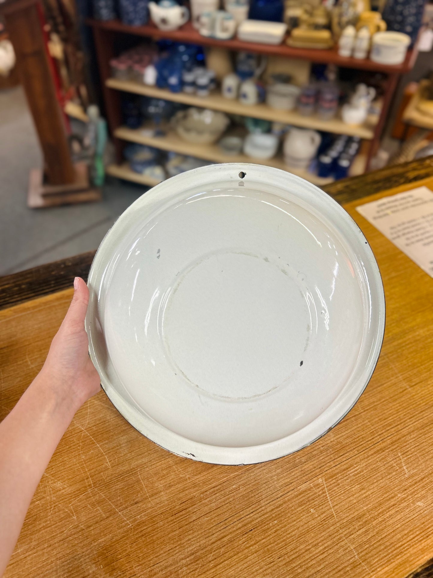 Old White Bowl with Black Trim