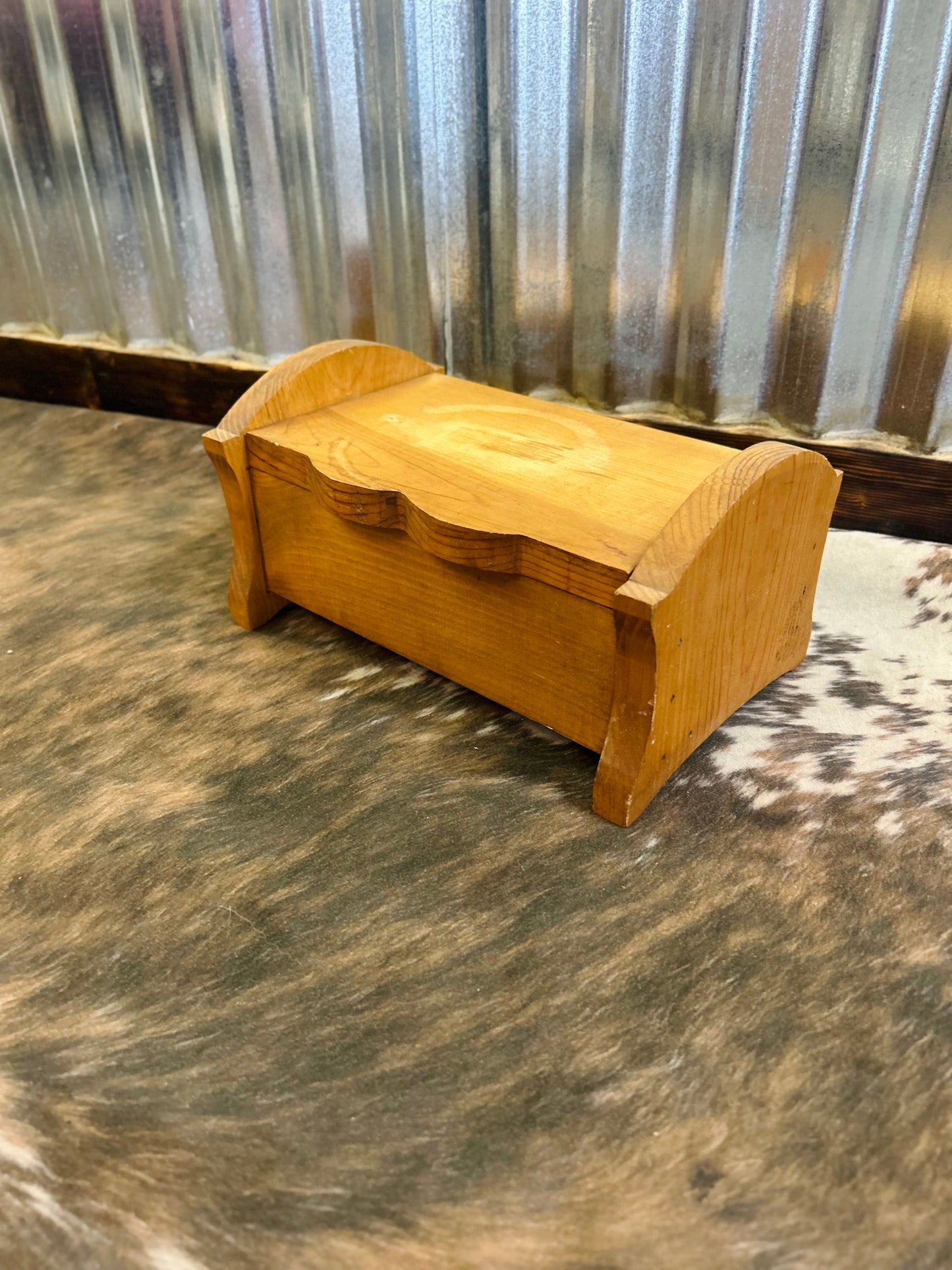 Vintage Wooden Box with Flip Lid