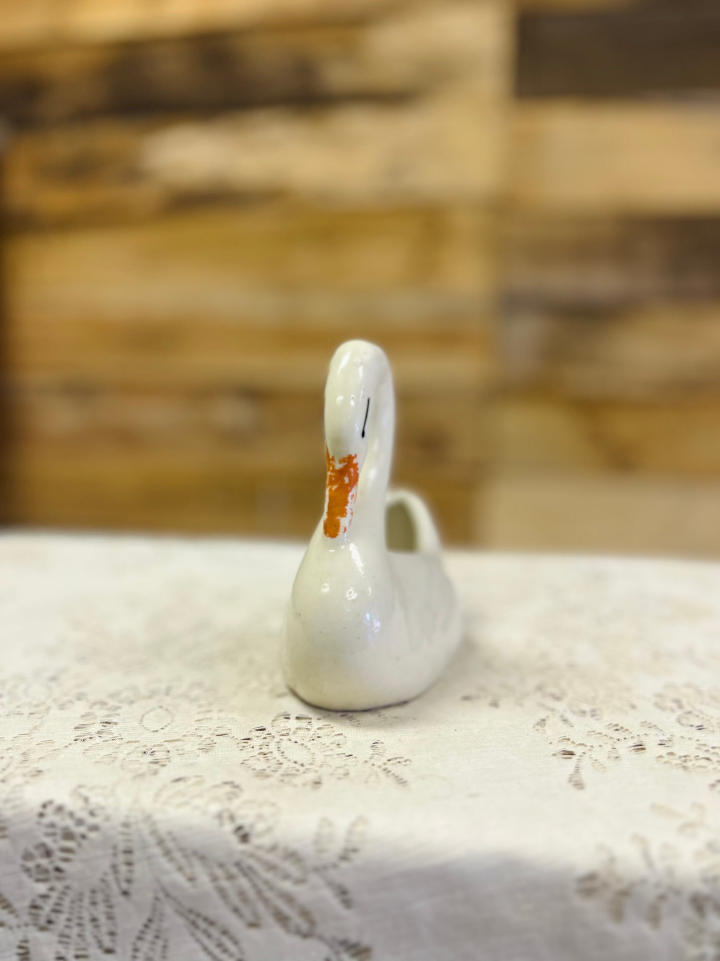 Vintage Swan Planter with Specks