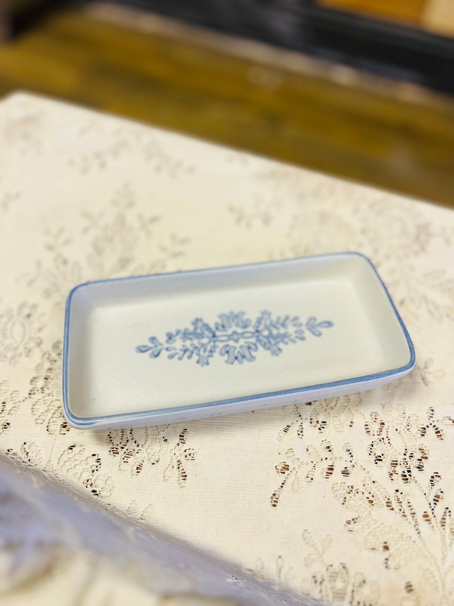 Vintage Pfaltzgraff Yorktowne Relish Tray with Blue Florals