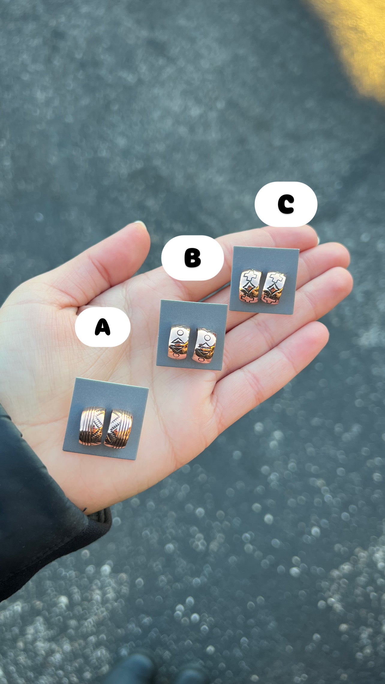 Mini Copper Stamped Hoop Earrings