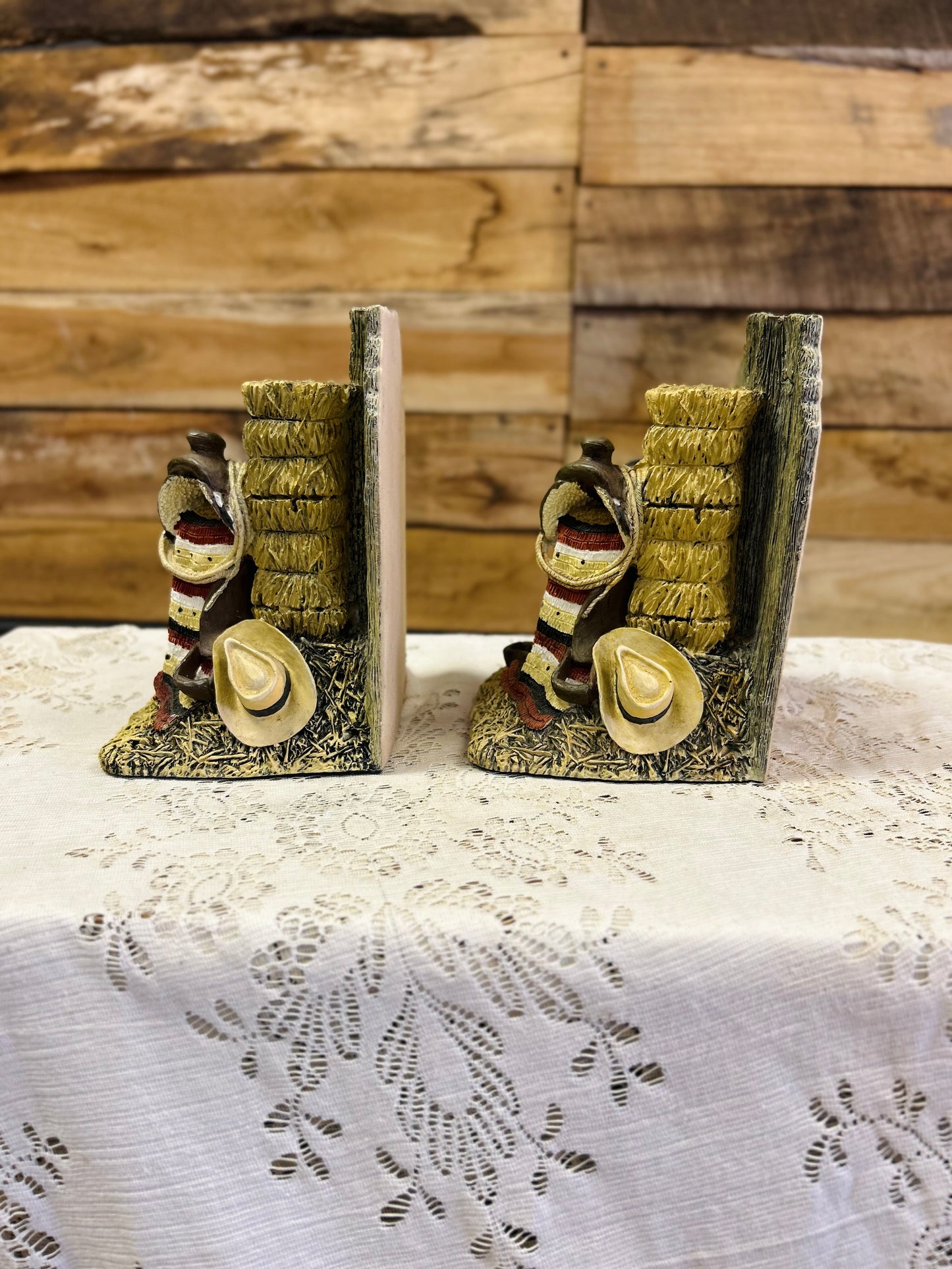 Vintage Figi Grapics Western Saddle Resin Bookends