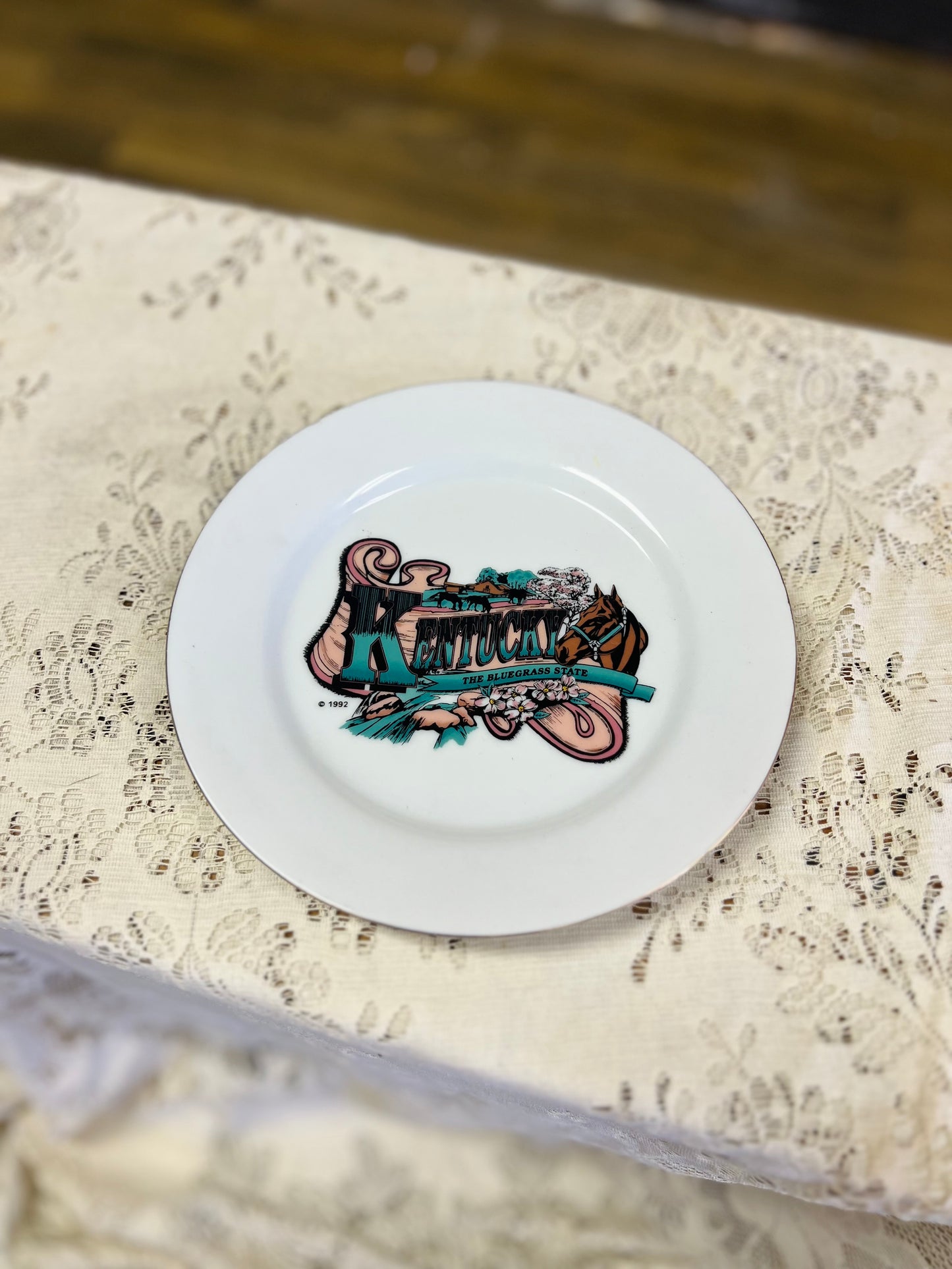 Vintage 1992 "Kentucky The Bluegrass State" Souvenir Plate