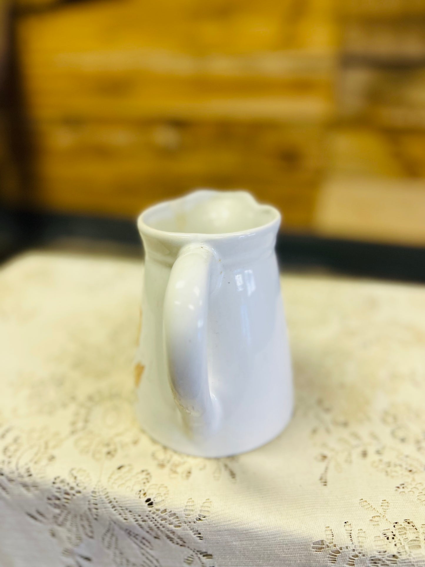 Vintage Taiwan Ceramic Pitcher with Kitchen Scene