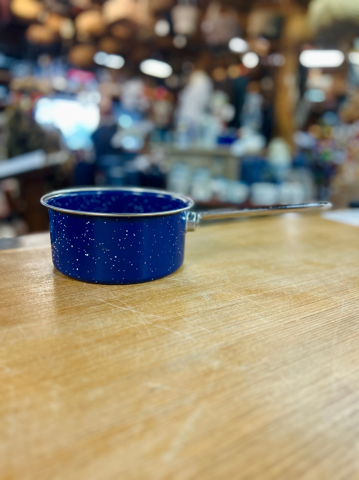 Vintage Blue IMUSA Saucepa with Speckled Enamel Finish