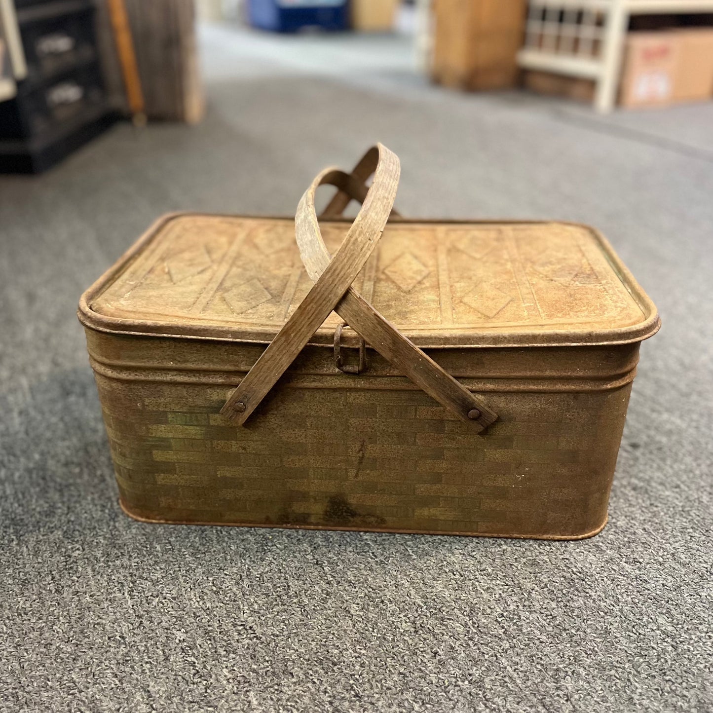 Vintage Metal Picnic Basket