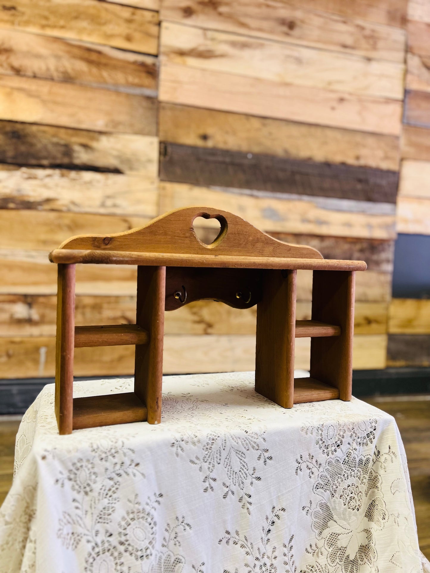 Old Wooden Heart Trinket Shelf