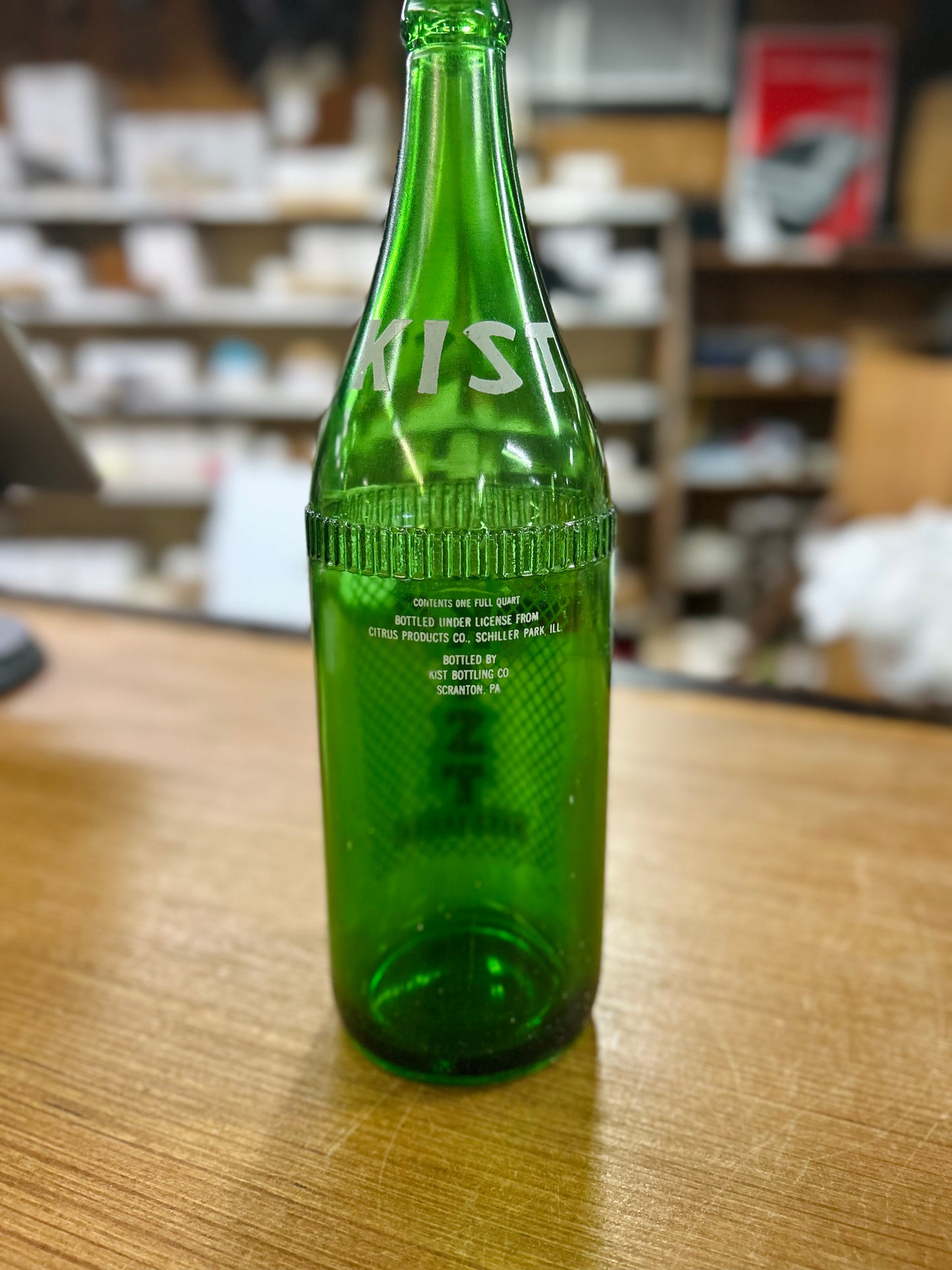Vintage Kist Beverages Green Glass Bottle
