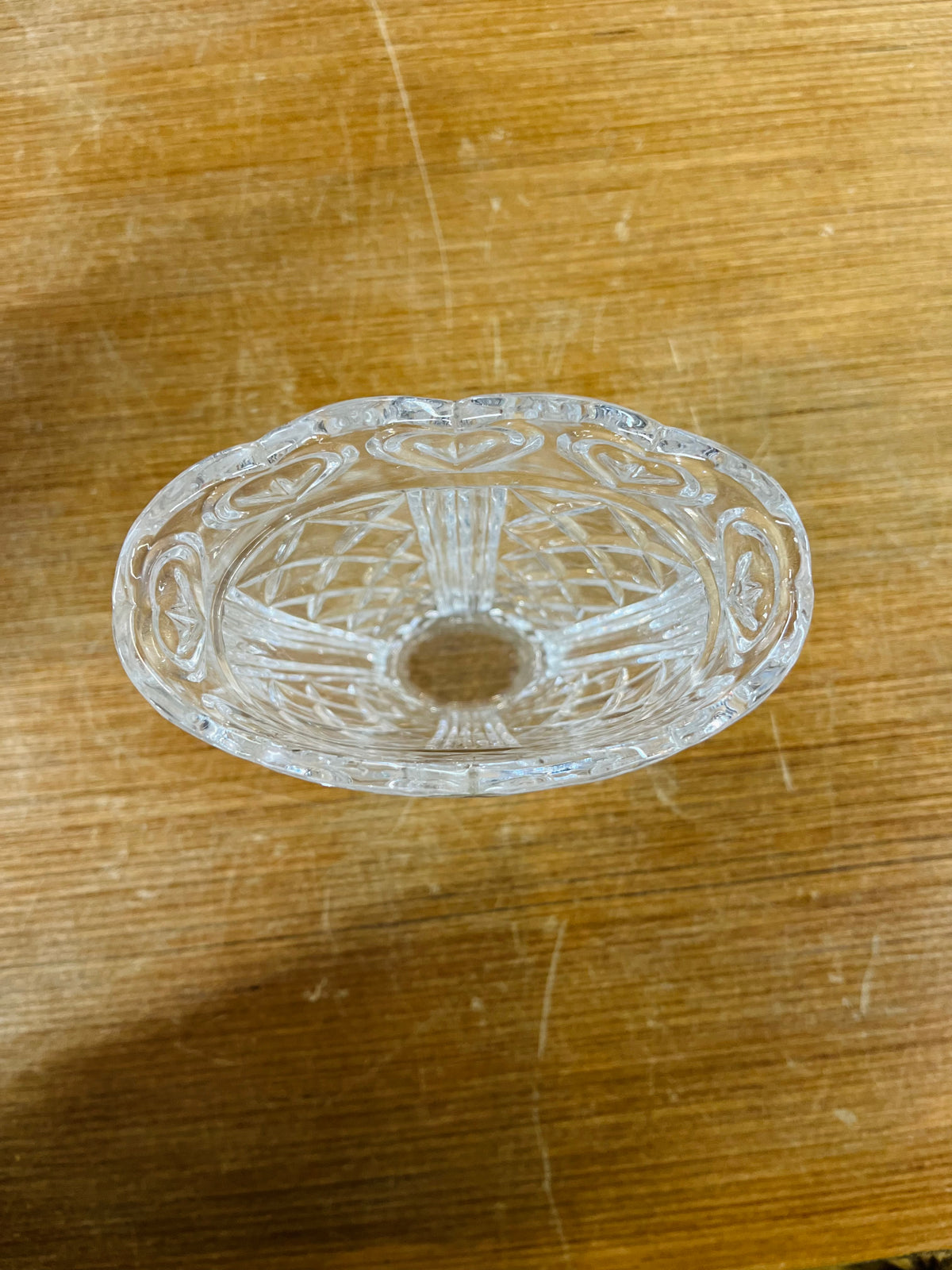 Vintage Fifth Avenue Crystal Heart Pattern Vase