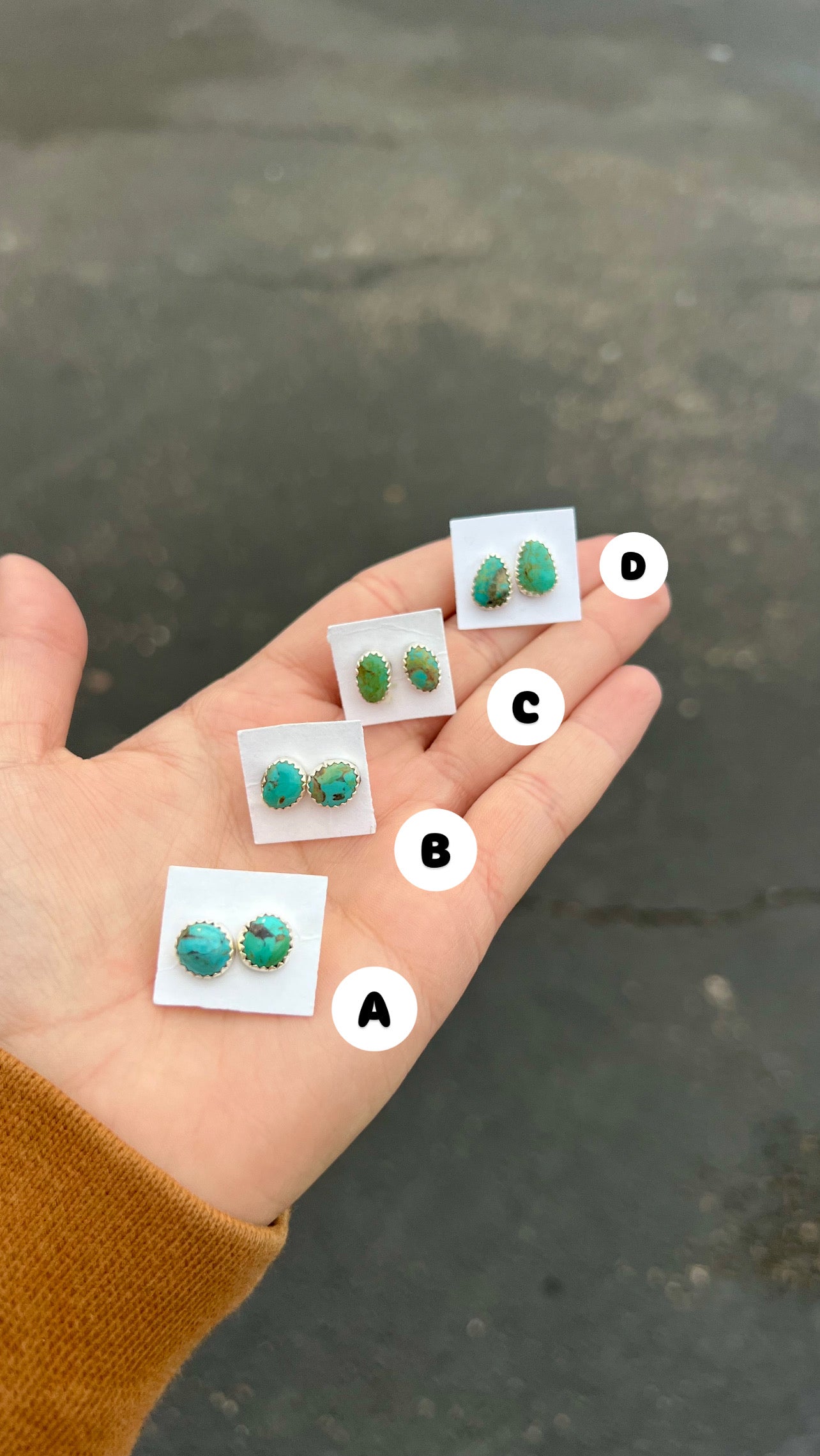 Genuine Emerald Valley Turquoise Studs