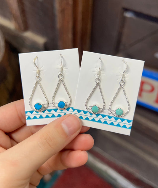 Sterling Silver Teardrop and Turquoise Earrings