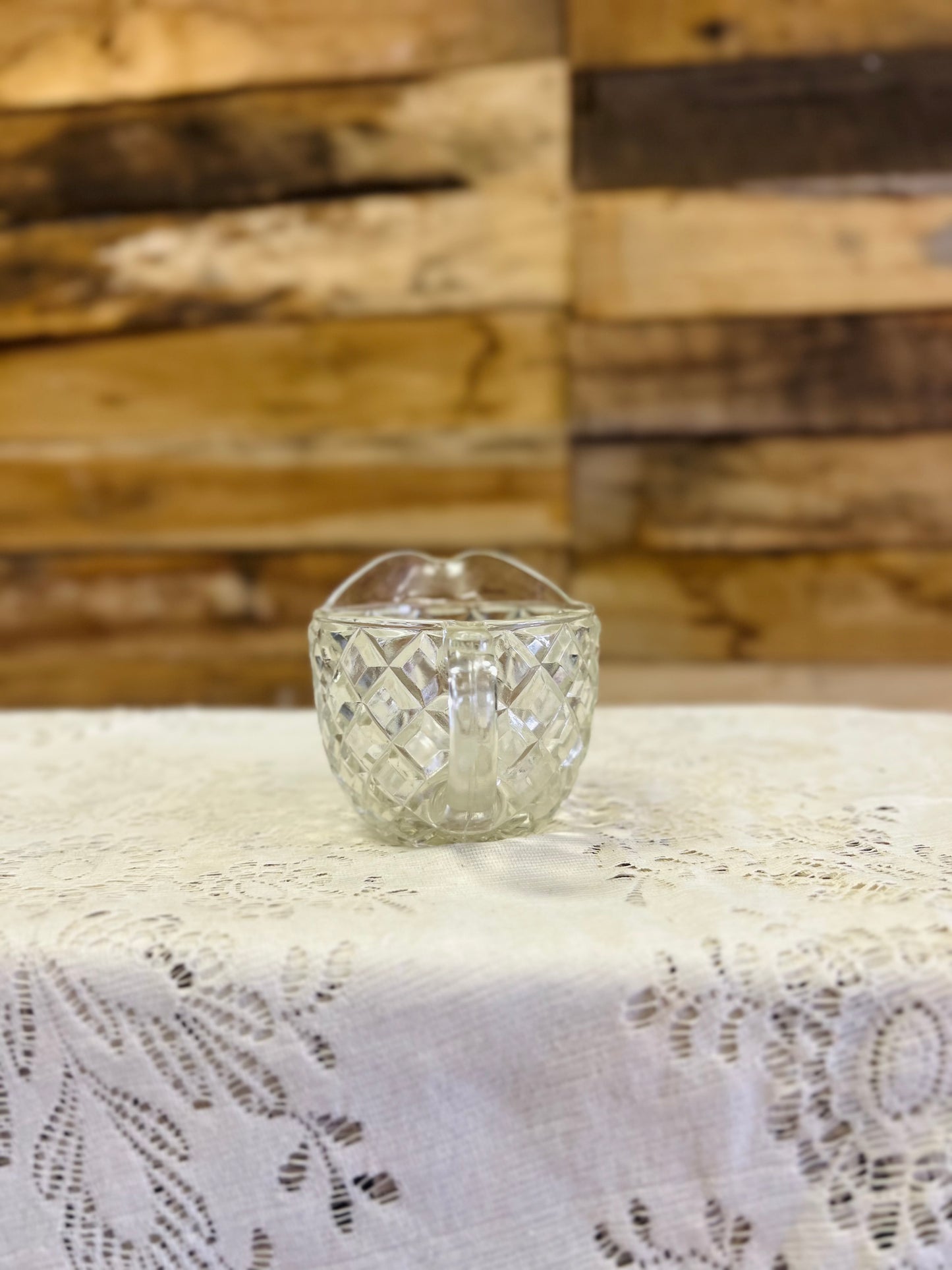 Old Clear Glass Diamond Pattern Creamer