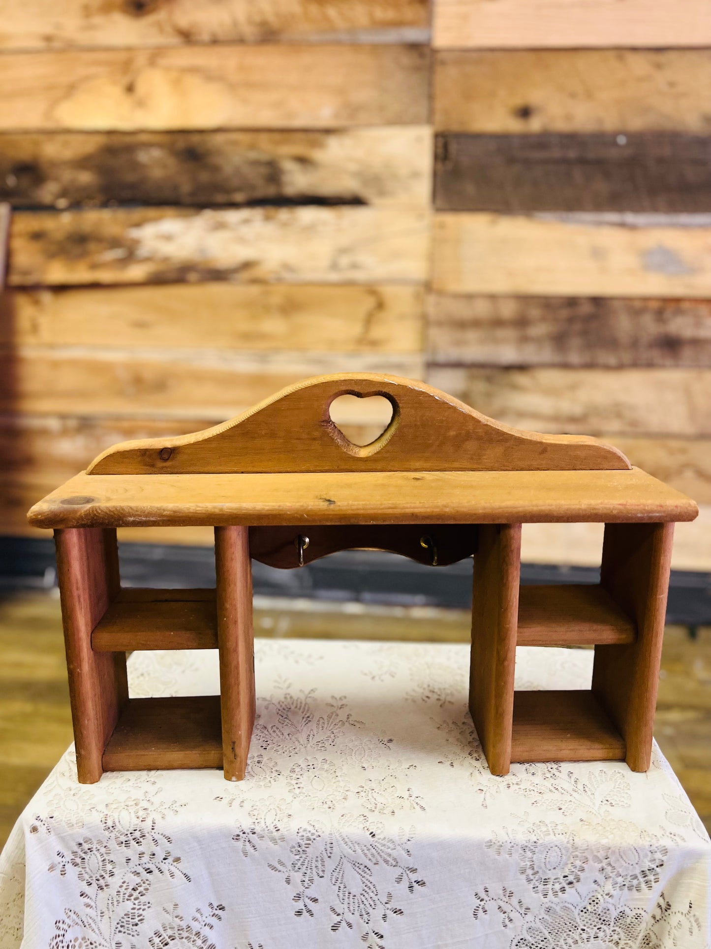 Old Wooden Heart Trinket Shelf