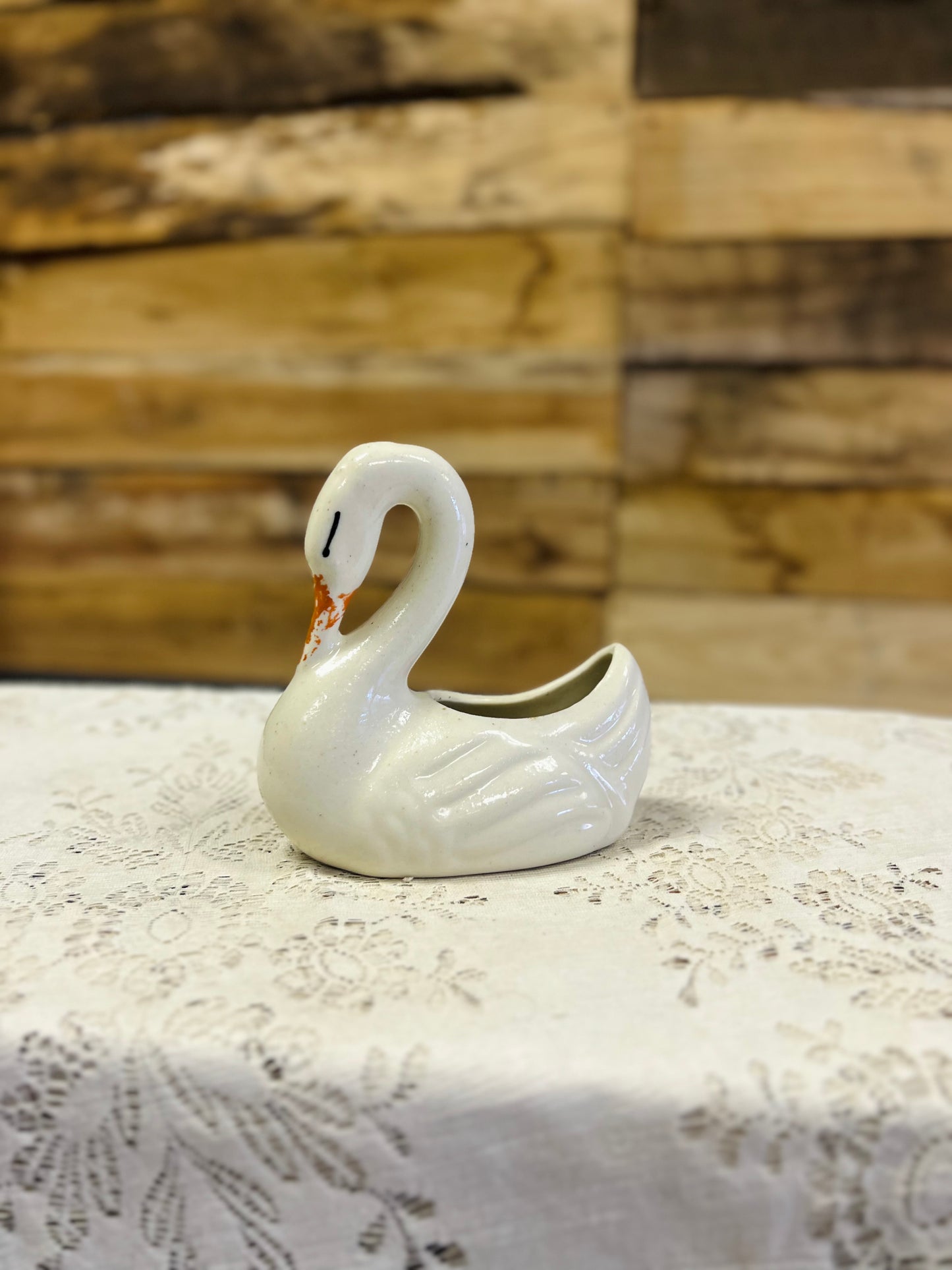 Vintage Swan Planter with Specks