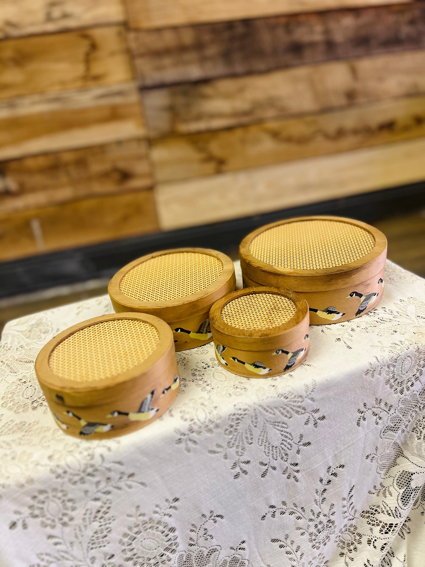 Vintage Canada Geese Nesting Wood boxes - Set Of 4