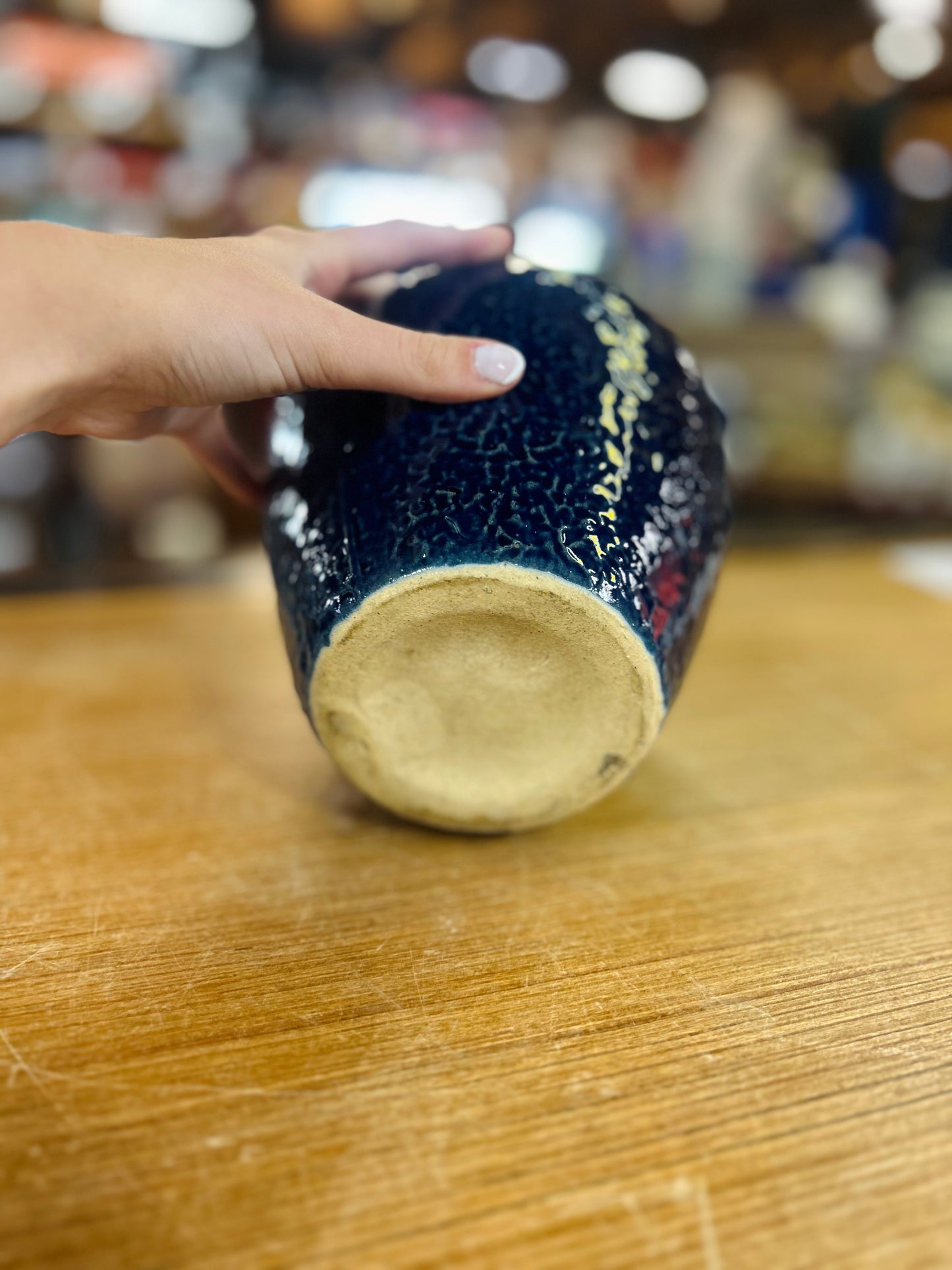 Vintage Blue Textured Vase