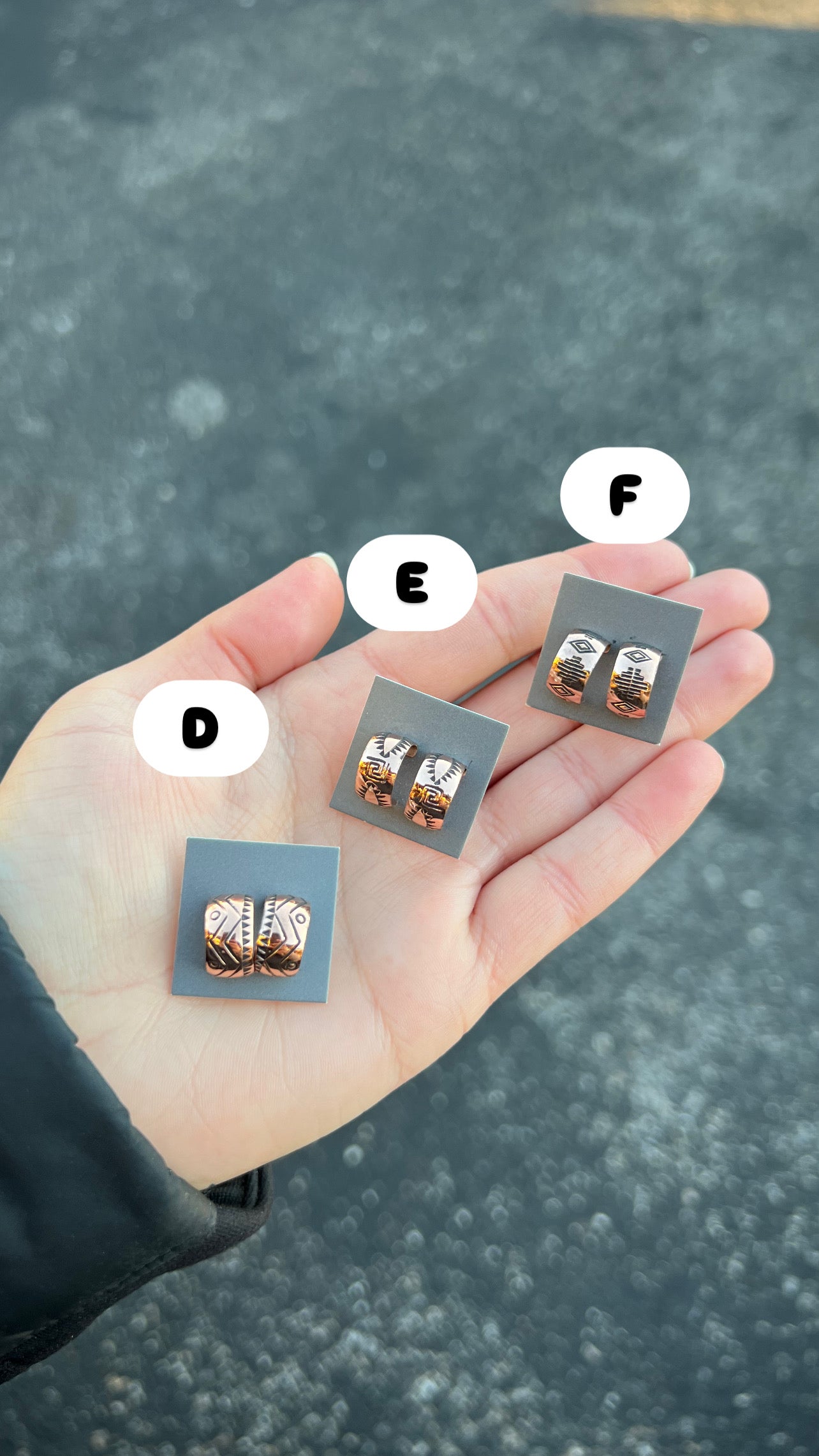 Mini Copper Stamped Hoop Earrings