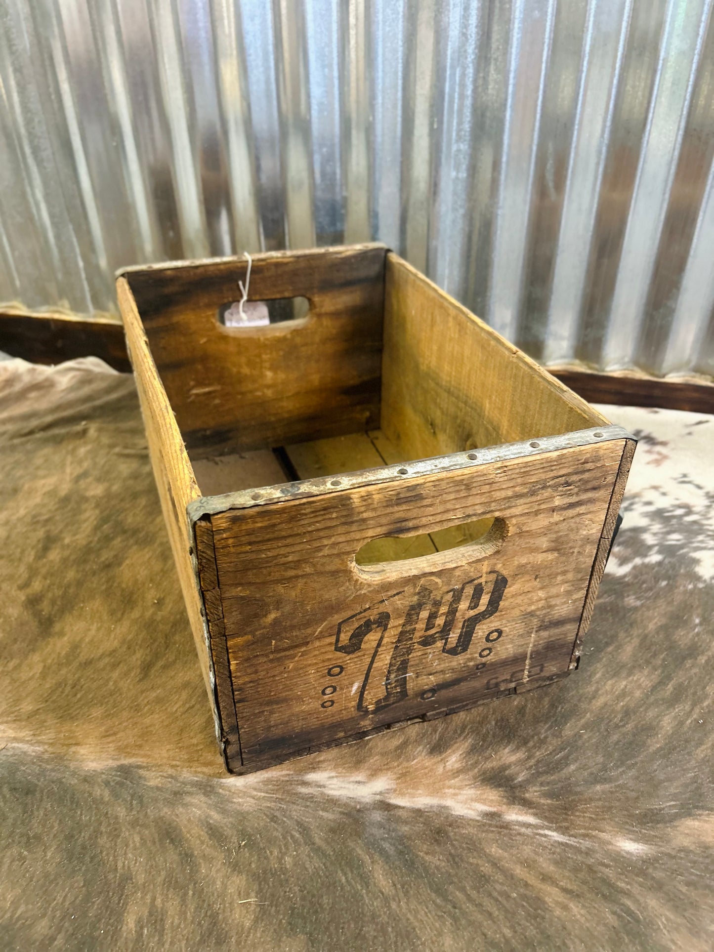 Vintage 7-Up Wooden Crate Big Bottle