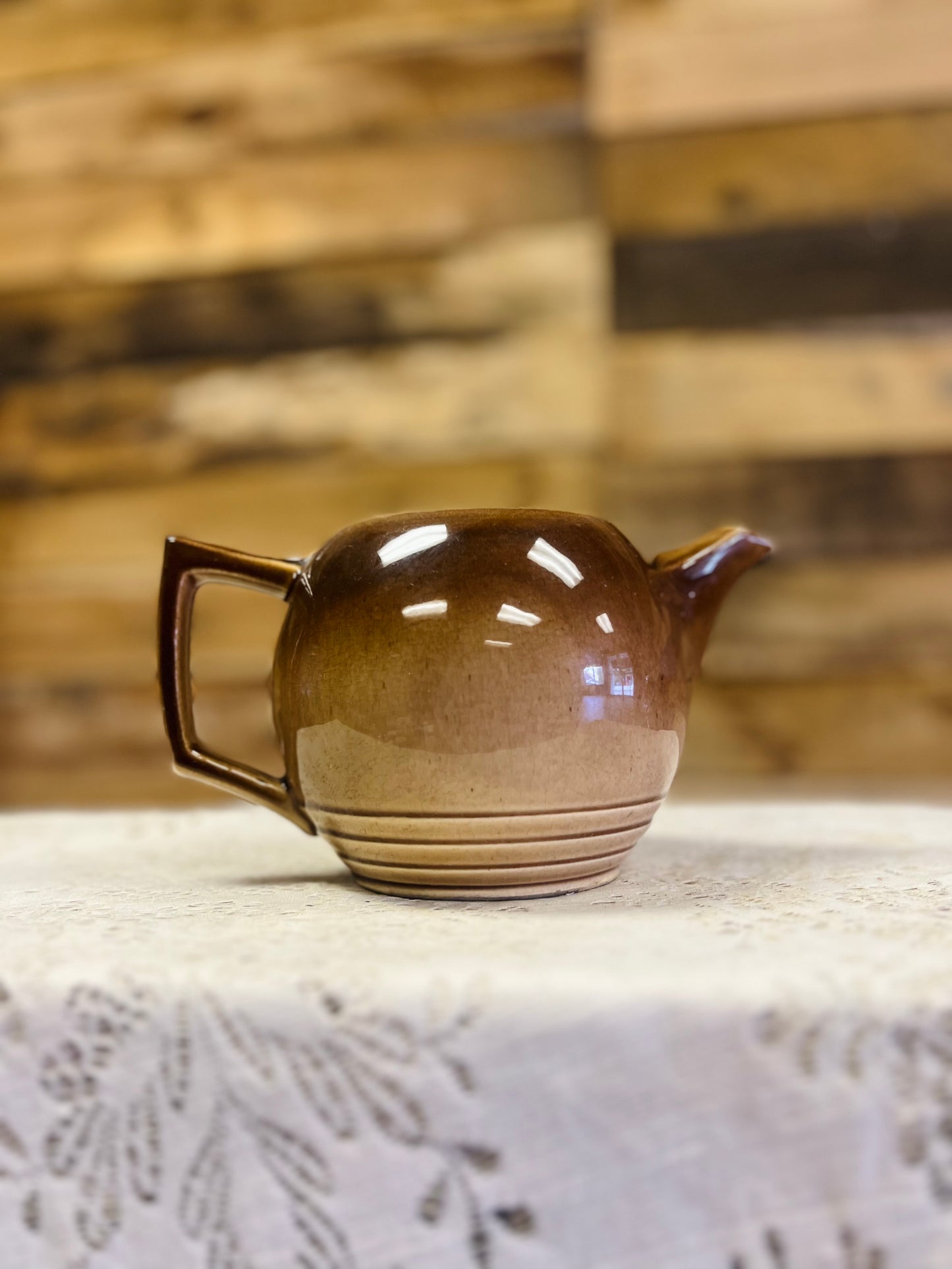 Vintage McCoy Tan and Brown Teapot
