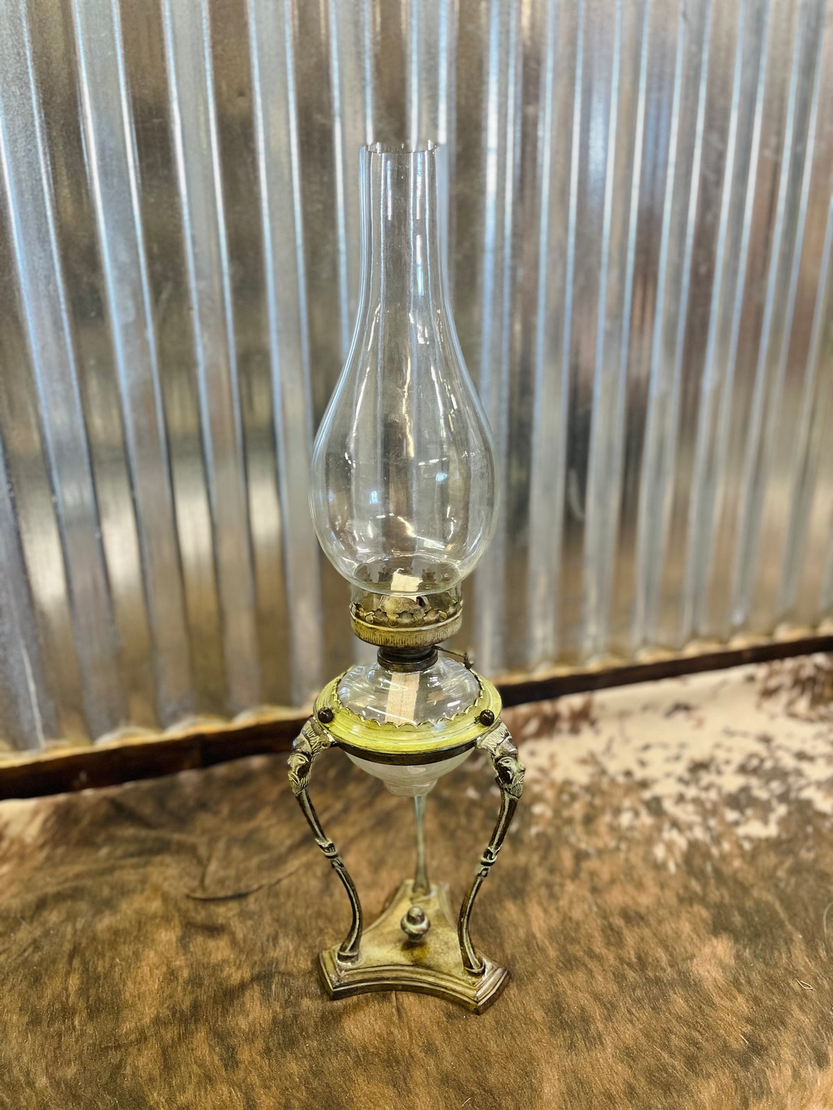 Rustic Green Oil Lamp