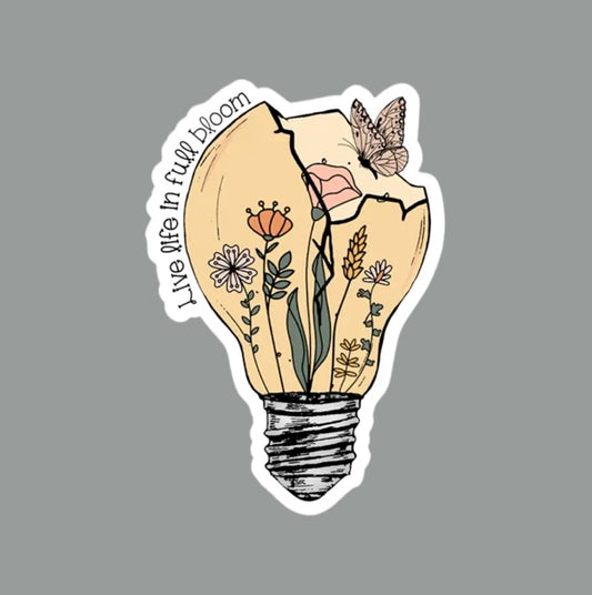 Lightbulb Live Life In Full Bloom Sticker