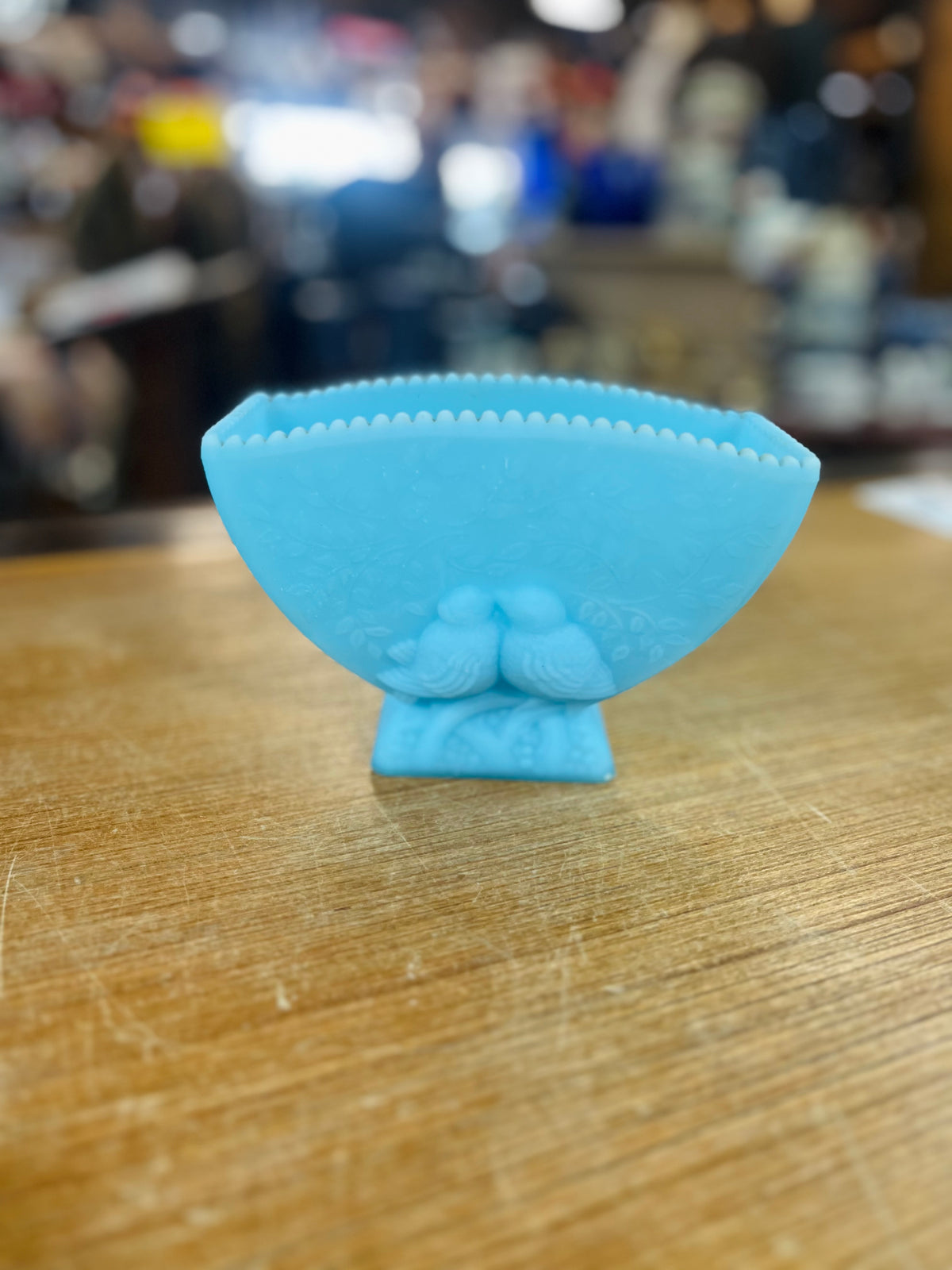 Vintage Fenton Blue Love Birds Vase