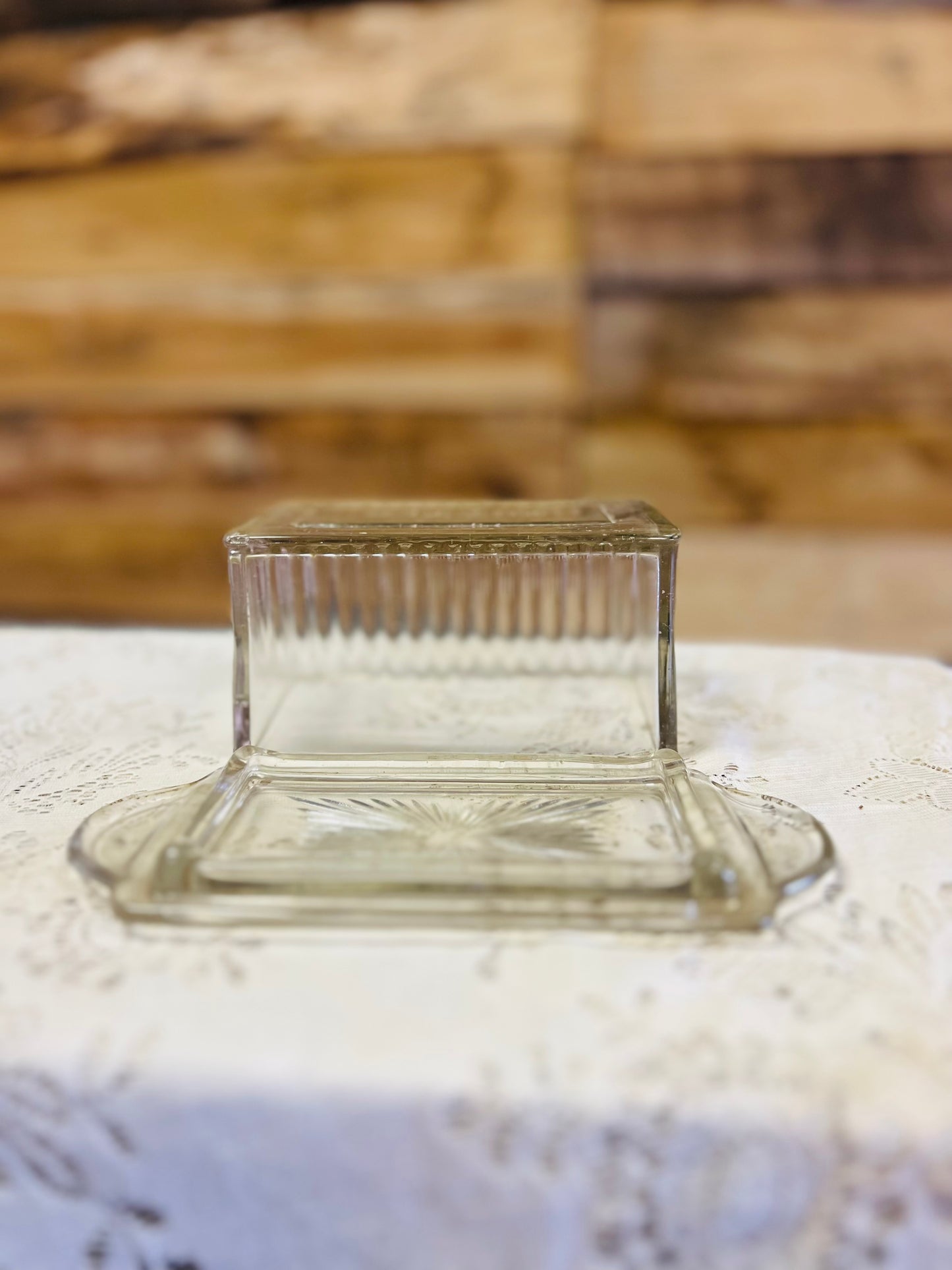 Vintage Clear Tall Butter Dish