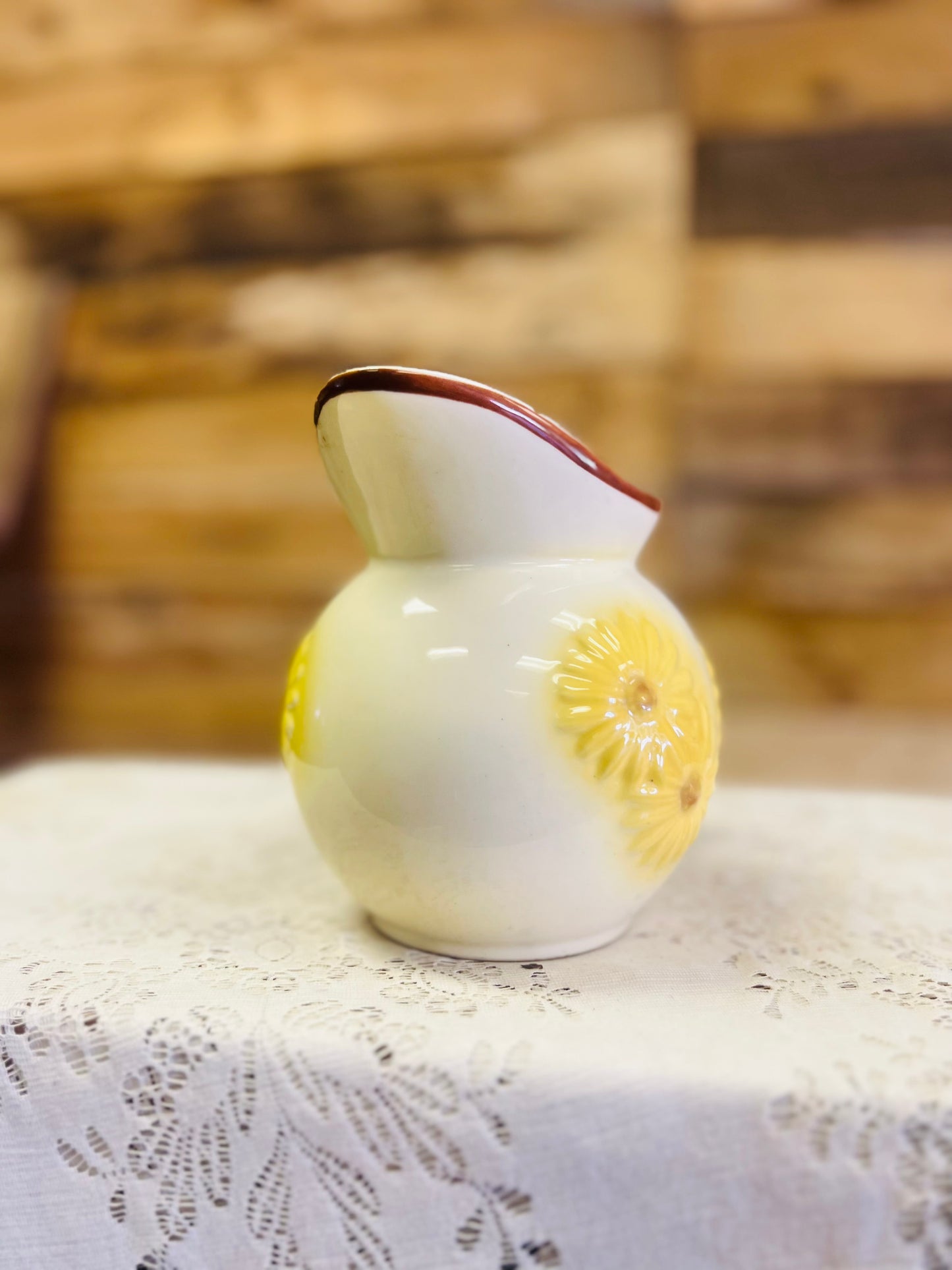 Vintage Sunflower Hull Pottery Pitcher