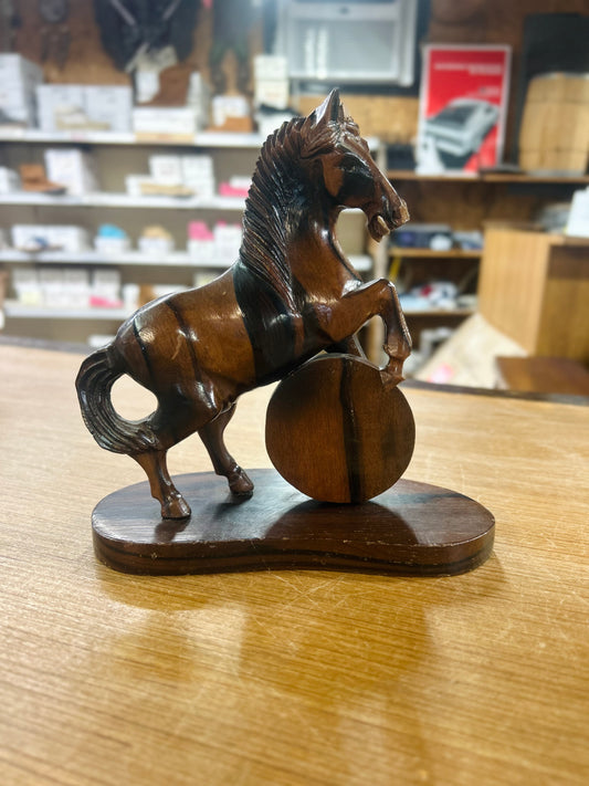 Vintage Hand-carving Of Horse Rearing Stallion