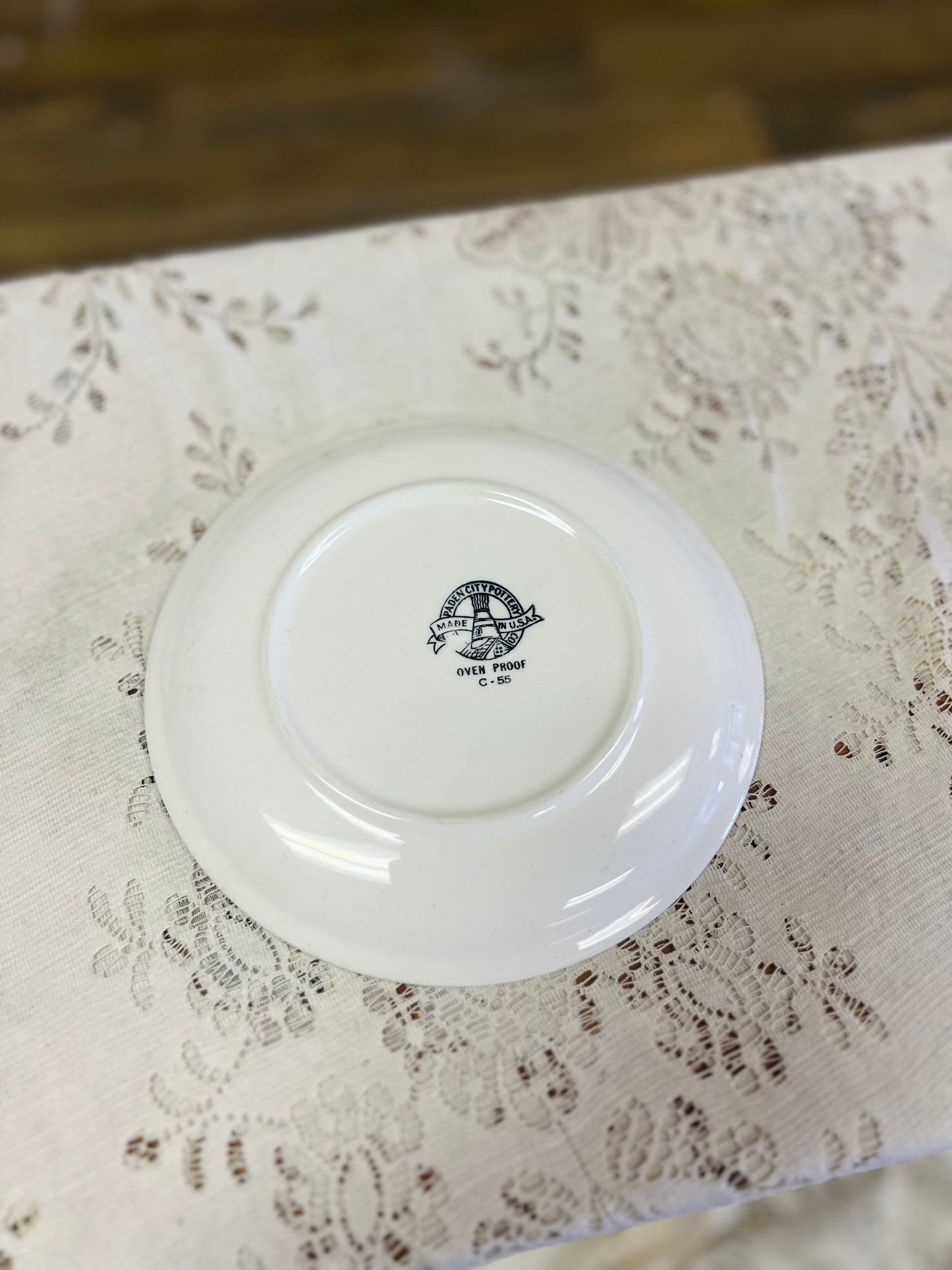 Vintage Paden City Pottery "Old Rose" Pattern Pink Rose Plate