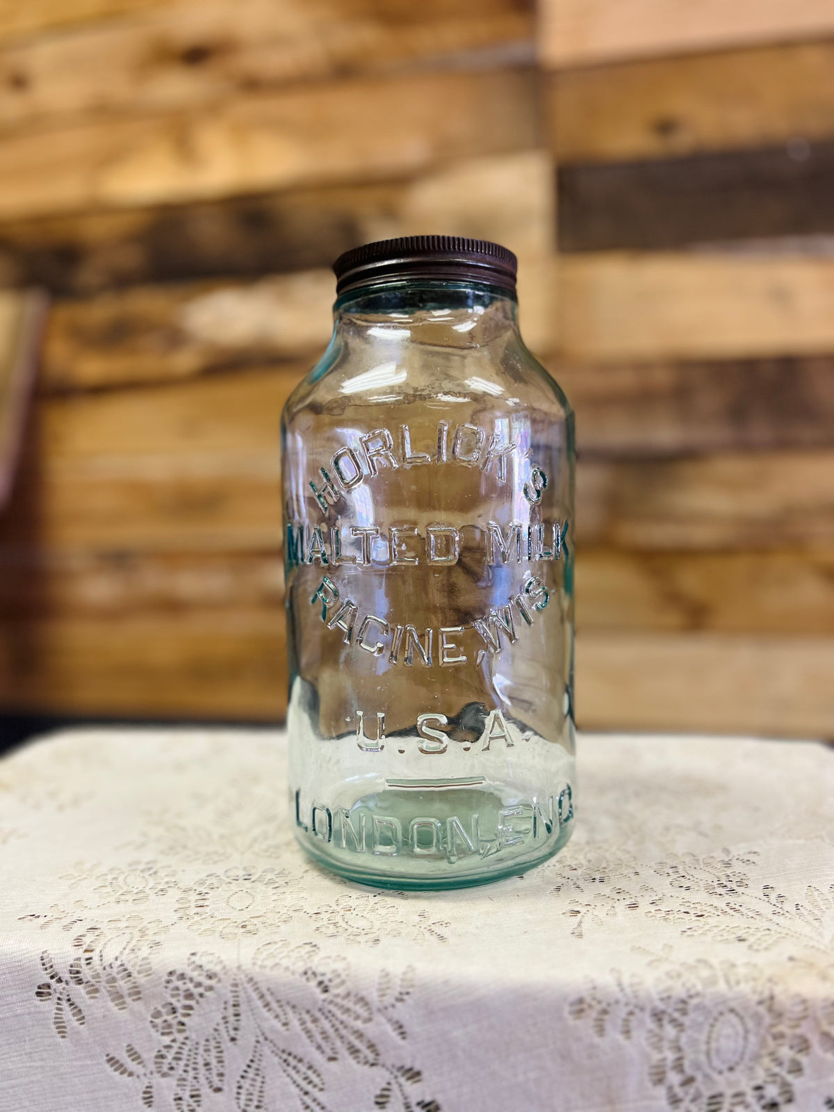 Antique Horlick's Malted Milk Jar With Lid