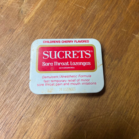 Sucrets Sore Throat Lozenges Metal Tin (Red)