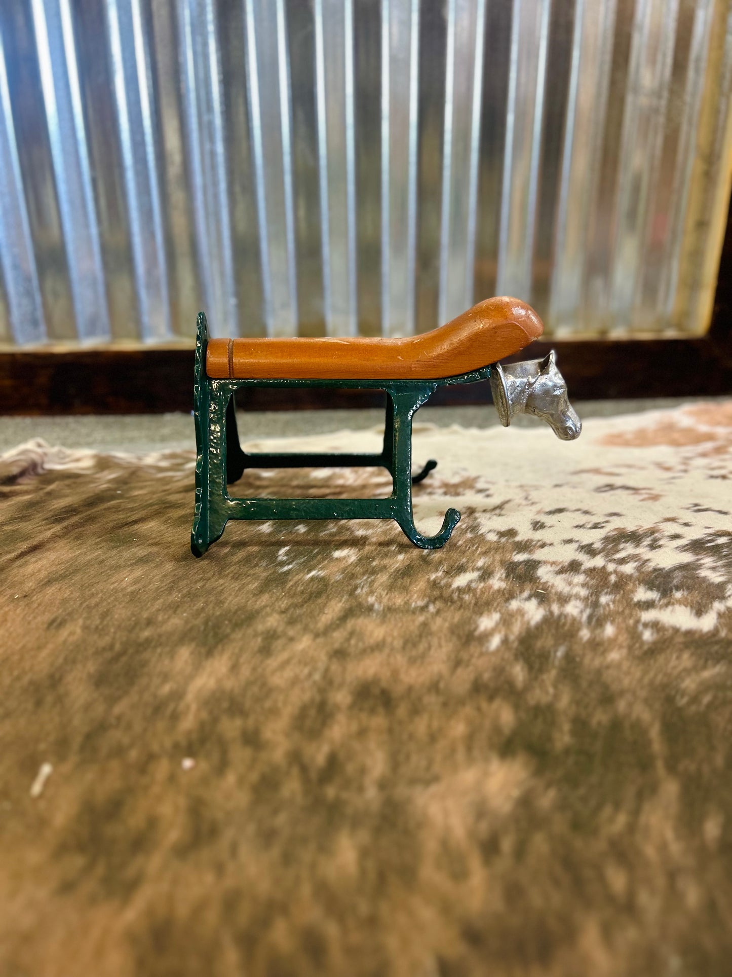 Vintage Western Style Boot Jack With Silver Horse Head