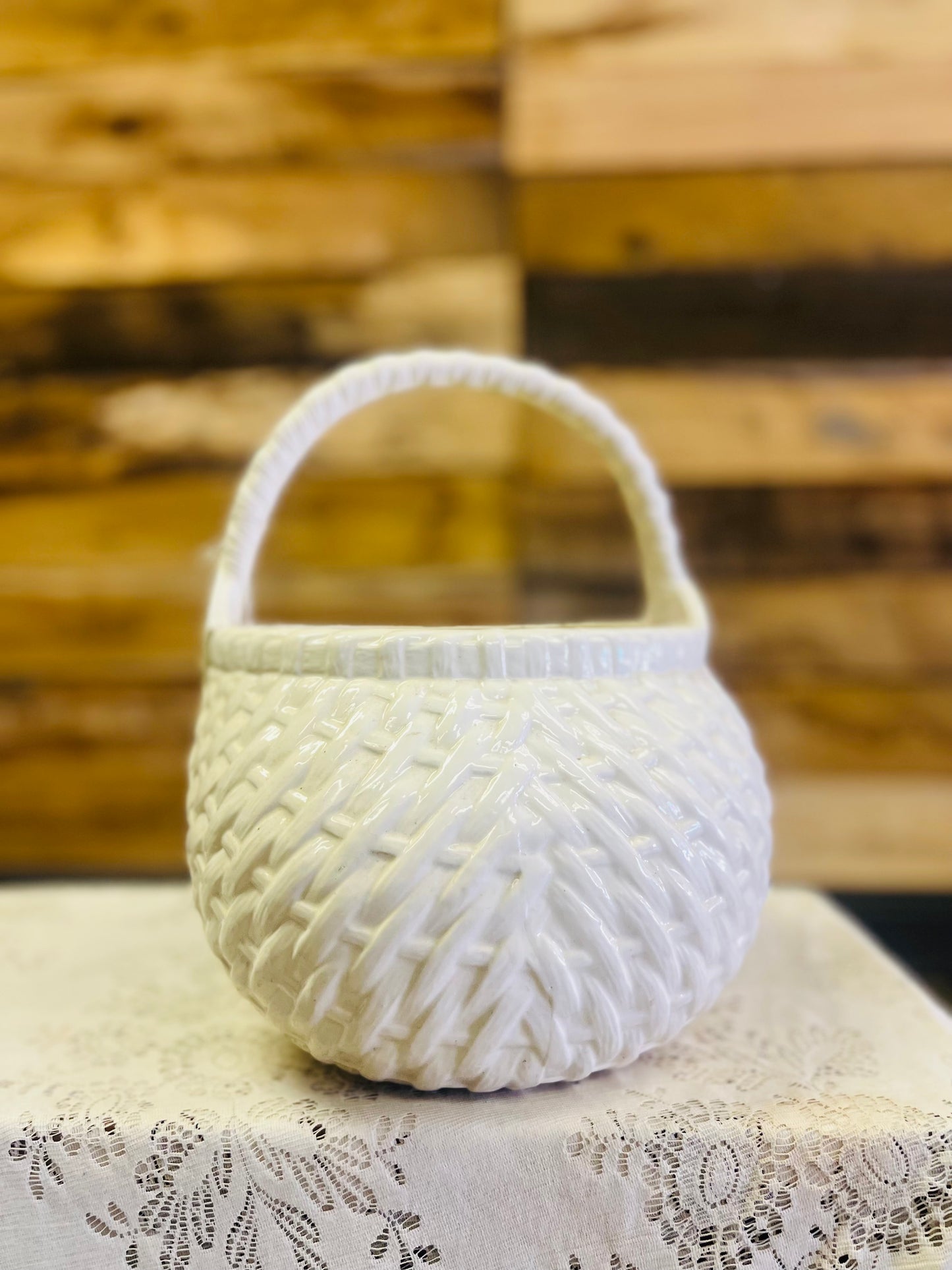 Vintage Ceramic White Basket