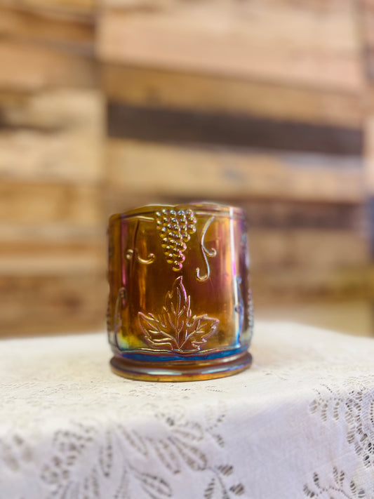 Vintage Carnival Glass Amber Jar