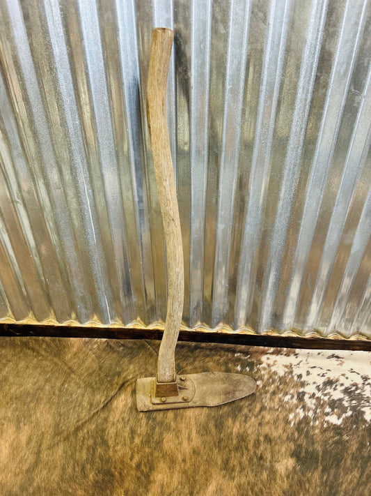 Vintage Wooden Scythe Snath with Curved Handle