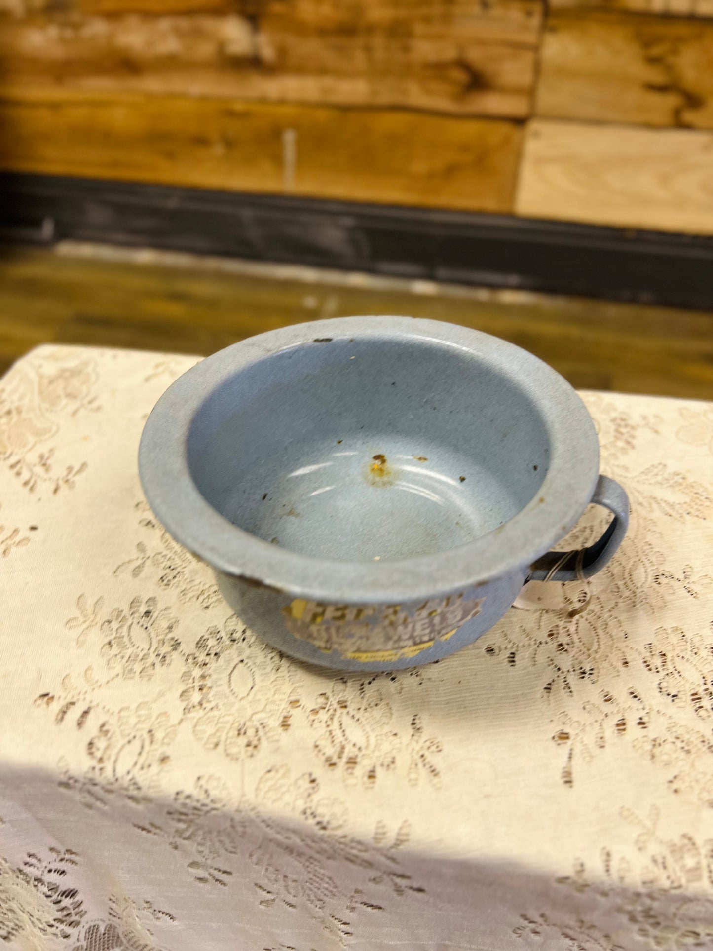 Vintage Blue Federal Glasweld Pot