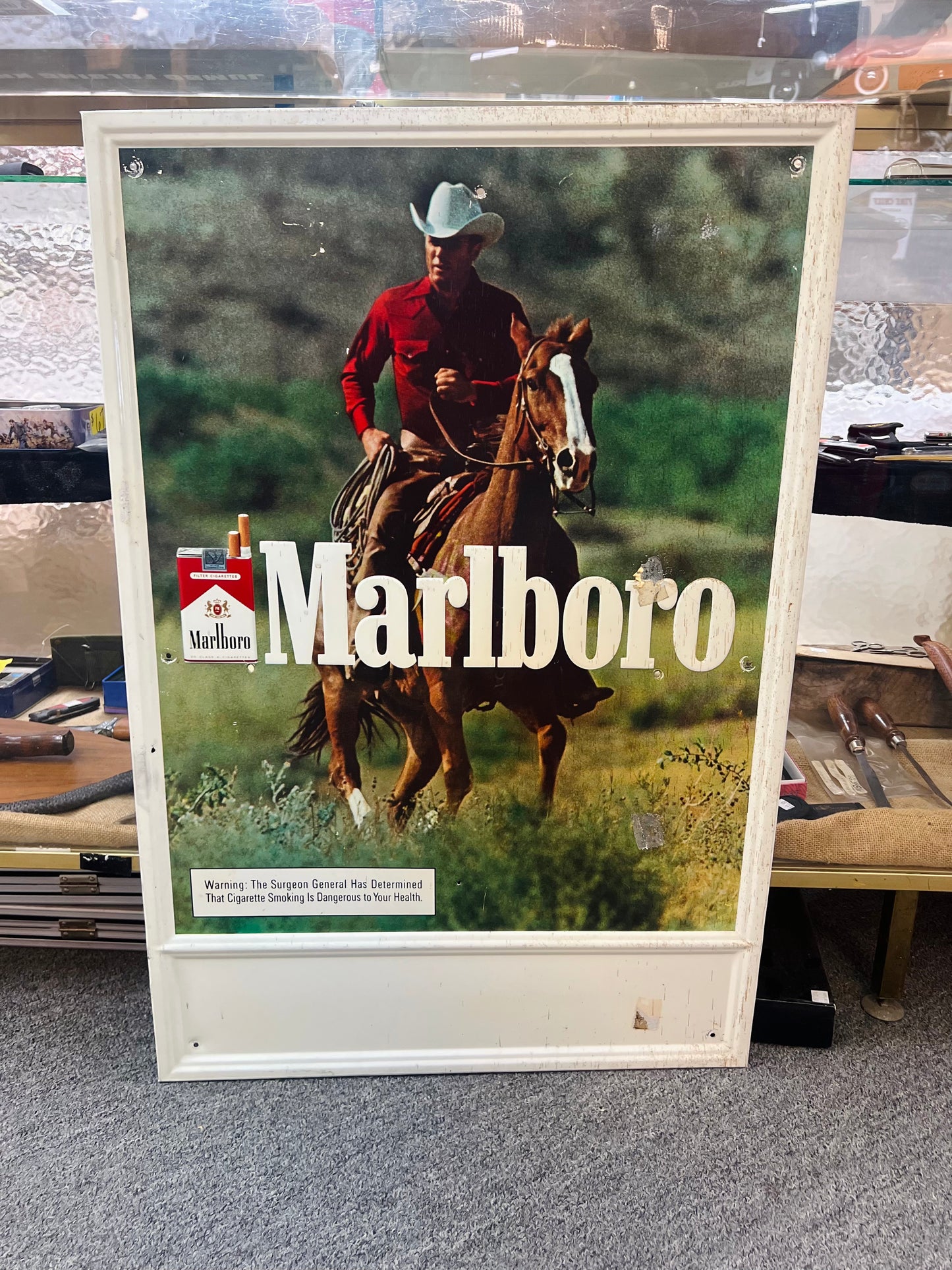 Vintage Marlboro Sign with the Marlboro Man and Horse